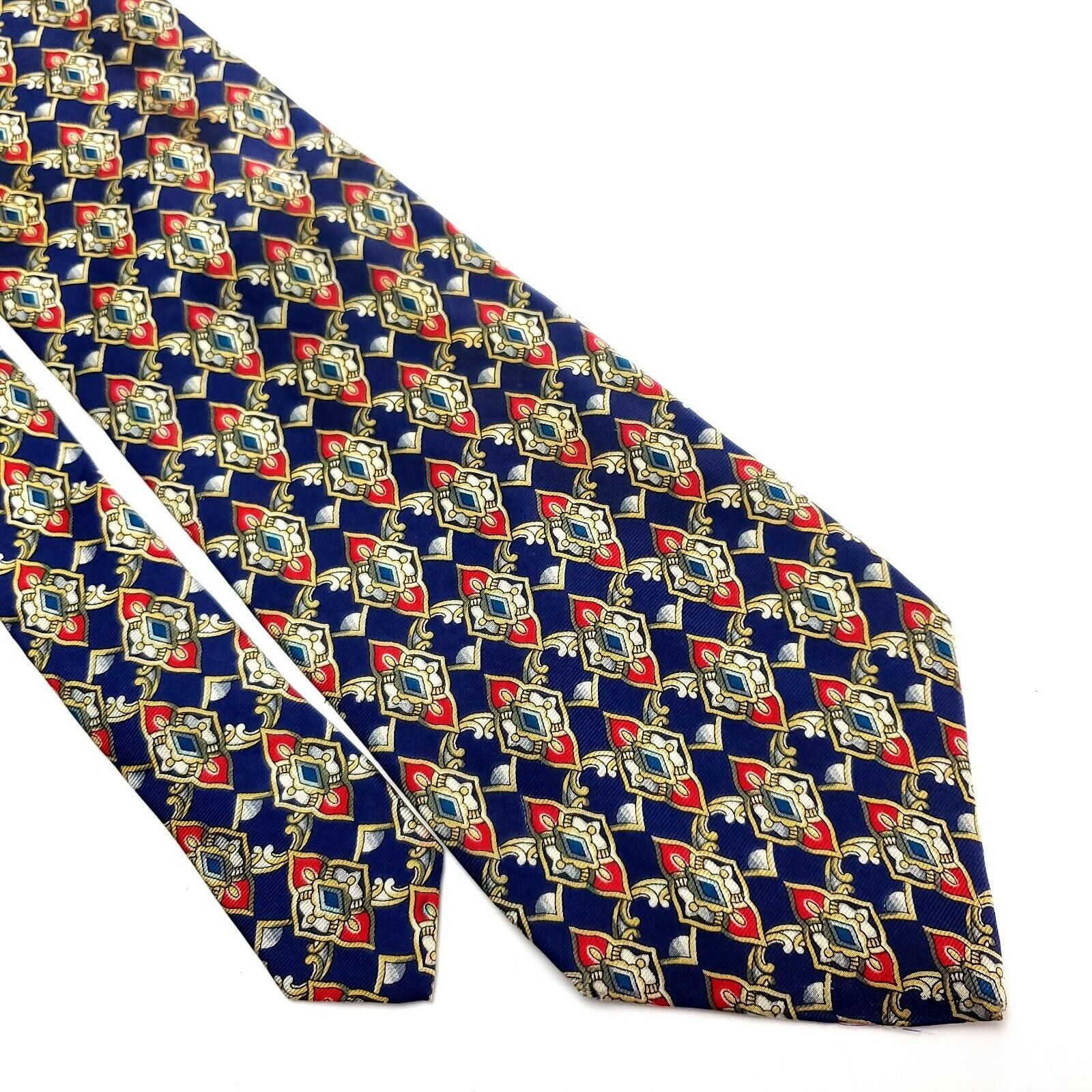 Dior Christian Dior Cravatte Silk Tie Blue Geometric Print Wide Size ONE SIZE - 1 Thumbnail