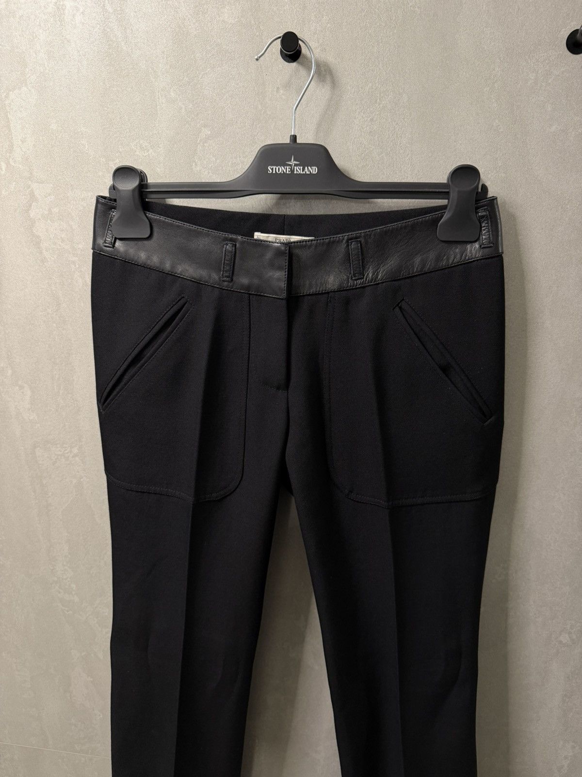 Prada Prada Women’s Wool & Leather Straight Pants size 38 black Size 26" / US 2 / IT 38 - 7 Thumbnail