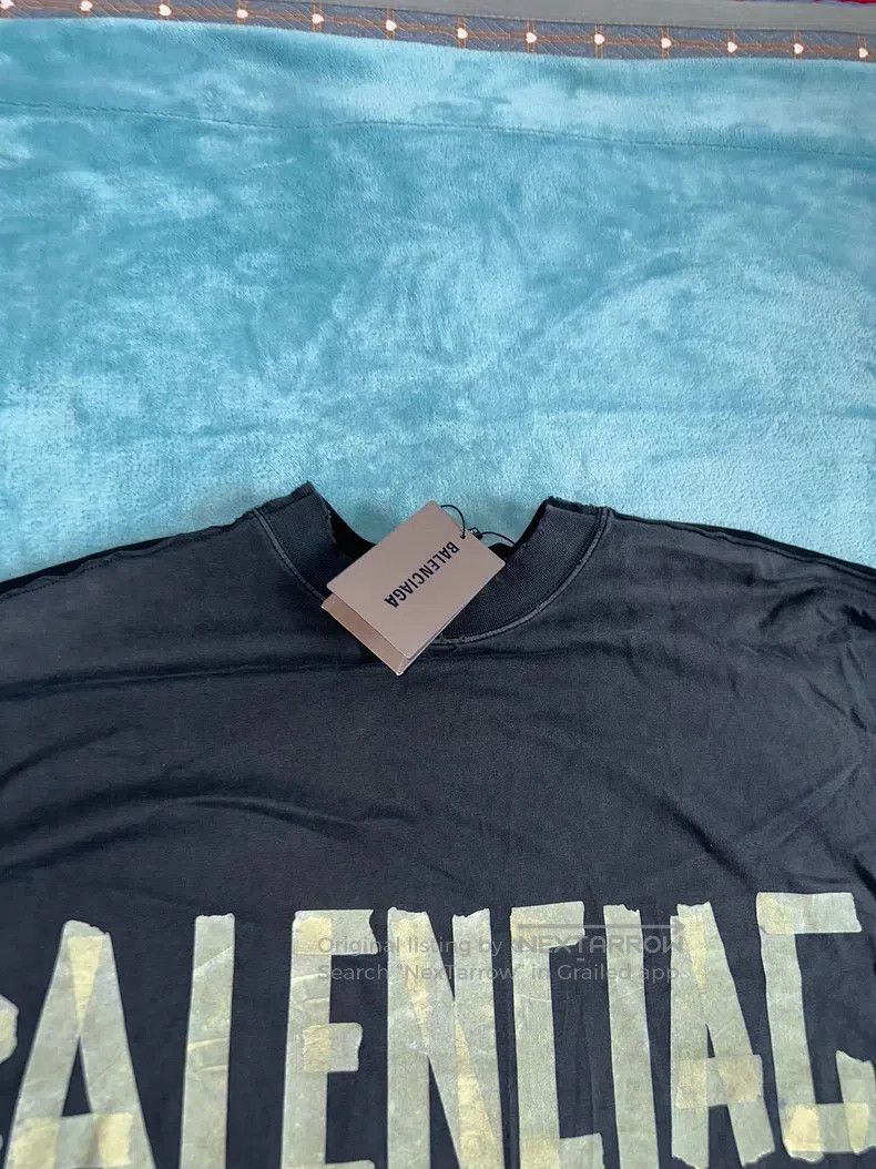 Balenciaga Balenciaga Tape Letter LOGO Printed Round Neck Short Sleev Size US L / EU 52-54 / 3 - 2 Thumbnail