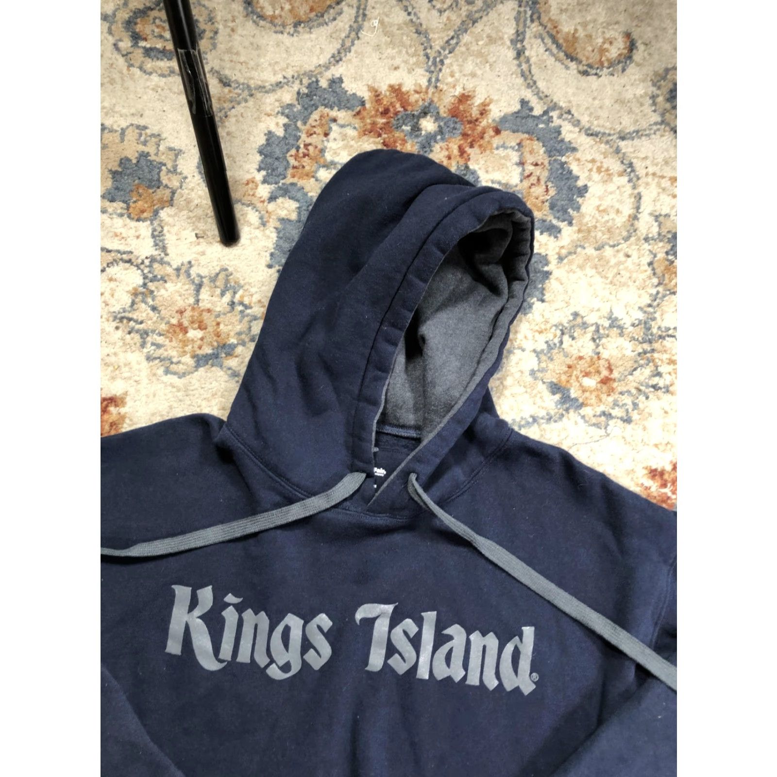 Vintage Kings Island Hoodie Mens M Blue Fleece Pullover Graphic Print Logo Cedar Fair Sweatshirt Size US M / EU 48-50 / 2 - 6 Thumbnail