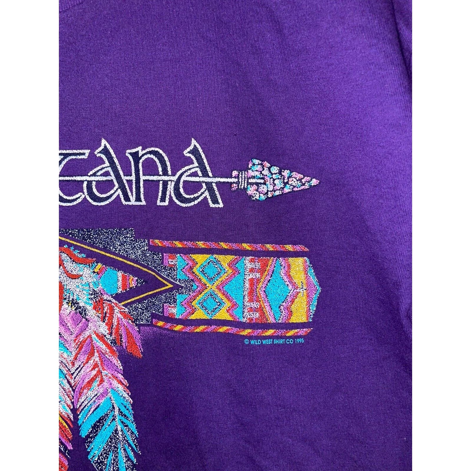 Jerzees Vintage Montana Native American Shirt Tee Feather 90s Large Size US L / EU 52-54 / 3 - 7 Thumbnail