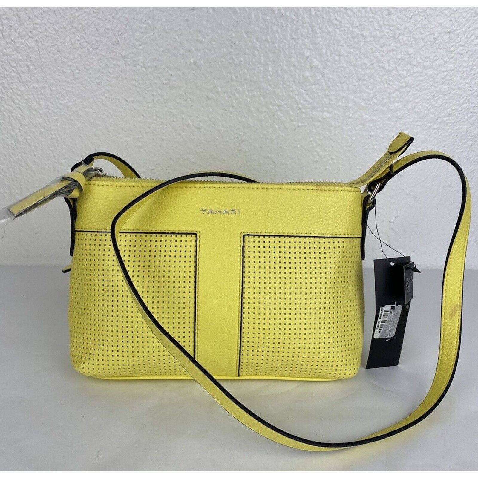 Elie Tahari NWT Tahari Yellow Vegan Leather Crossbody Full Zip Vibrant Size ONE SIZE - 1 Thumbnail