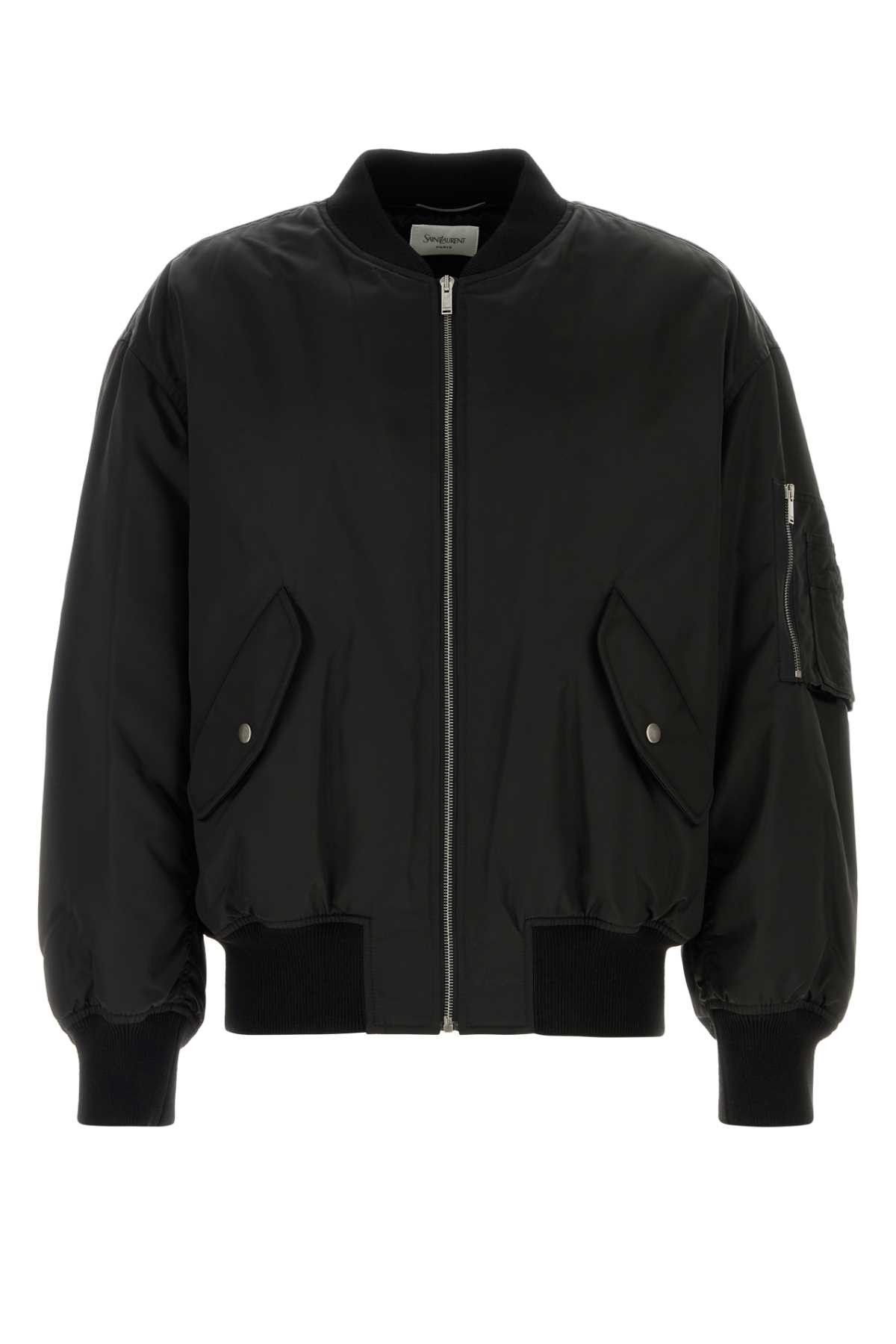 Saint Laurent Paris Black Nylon Bomber Jacket Size US L / EU 52-54 / 3 - 1 Thumbnail