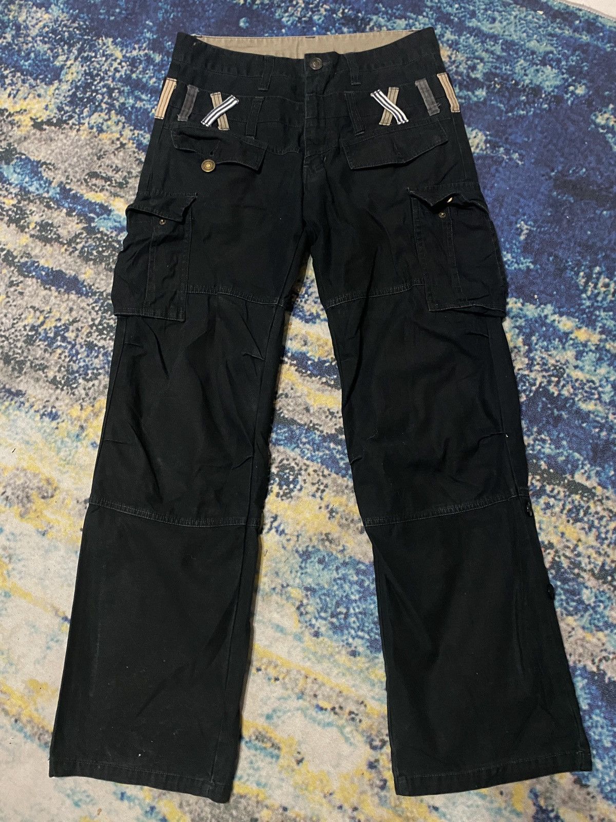 image of Seditionaries dominated Handcrafted Double Waist Black Cargo Pant, Men's (Size 31)