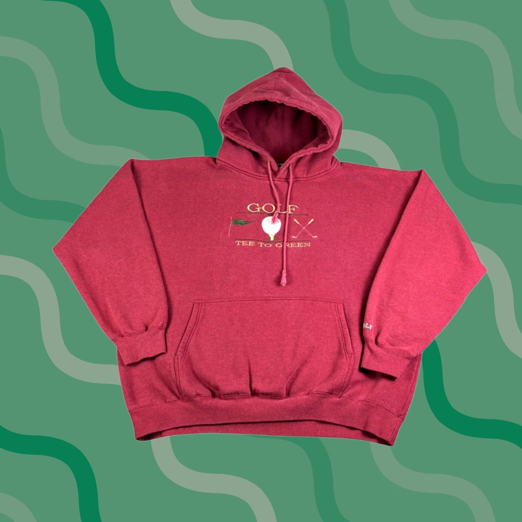Vintage VINTAGE Wolf Athletic Golf Hoodie XL Red Embroidered Sweatshirt Men Pullover Hooded Size US XL / EU 56 / 4 - 1 Thumbnail