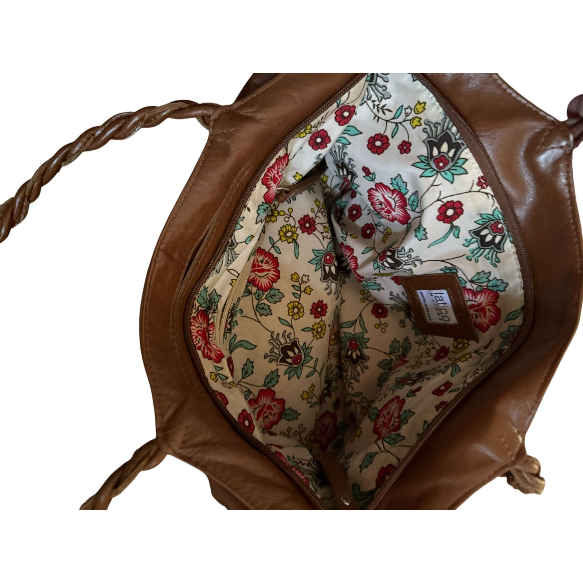 Other Latico Brown Leather Shoulder Bag With Braided Handles & Flo Size ONE SIZE - 6 Thumbnail