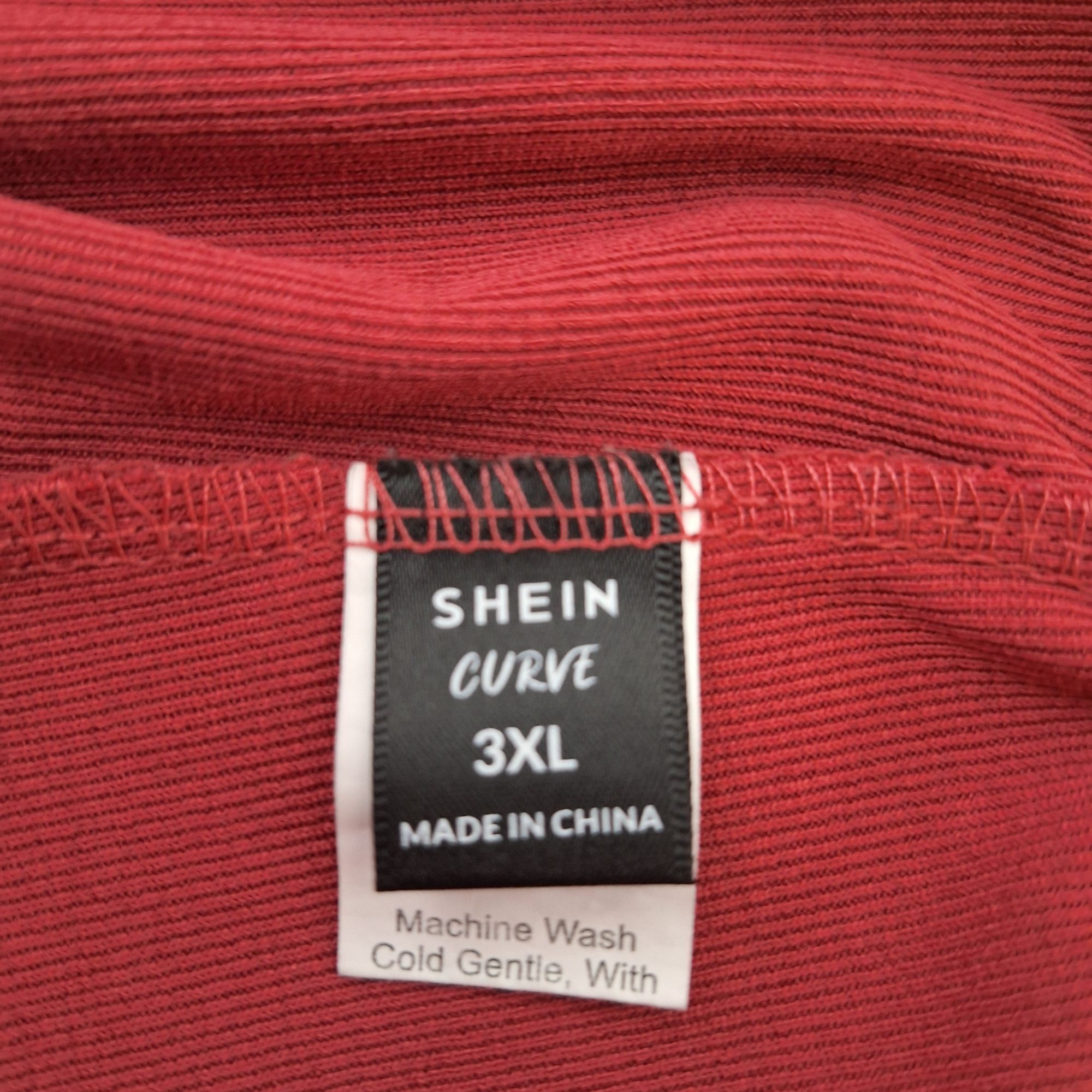 Shein SHEIN Curve Red Ribbed Mini Skirt Silver Chain Link Cutout S Size 26" / US 2 / IT 38 - 4 Thumbnail