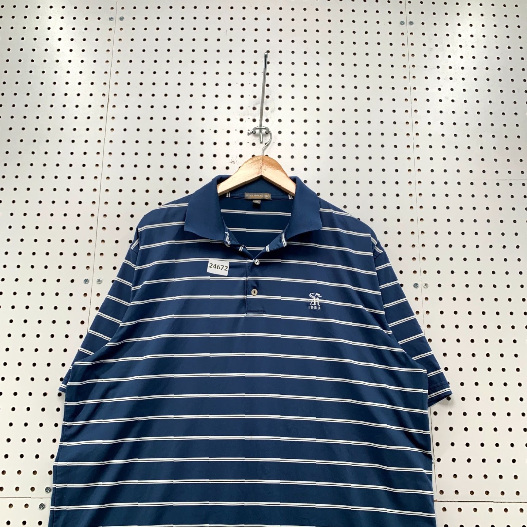 Peter Millar VINTAGE Peter Millar Summer Comfort Polo Shirt Blue White Striped Men XL 25x33.5 Size US XL / EU 56 / 4 - 2 Thumbnail