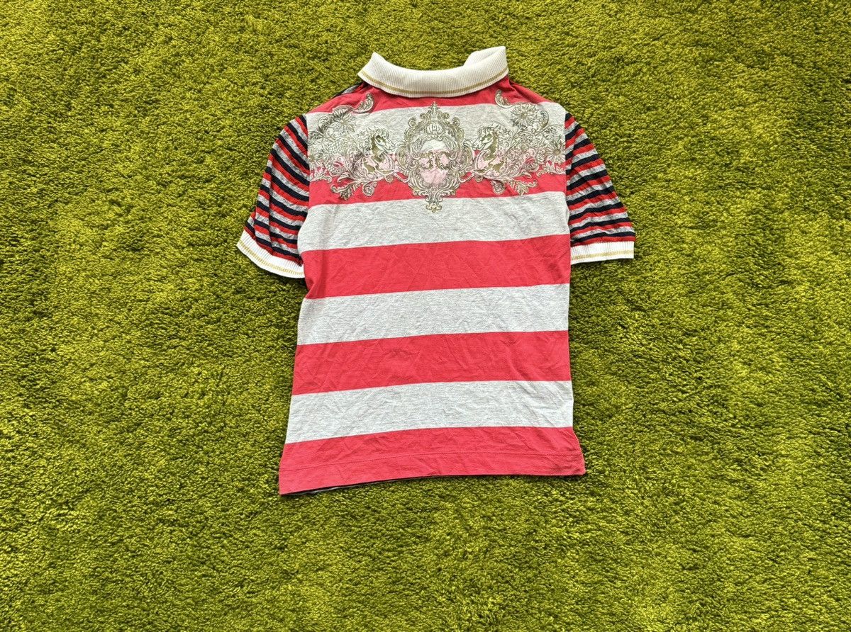 Just Cavalli × Roberto Cavalli × Vintage Just Cavalli 2000s archive vintage striped polo t-shirt Size L / US 10 / IT 46 - 2 Thumbnail