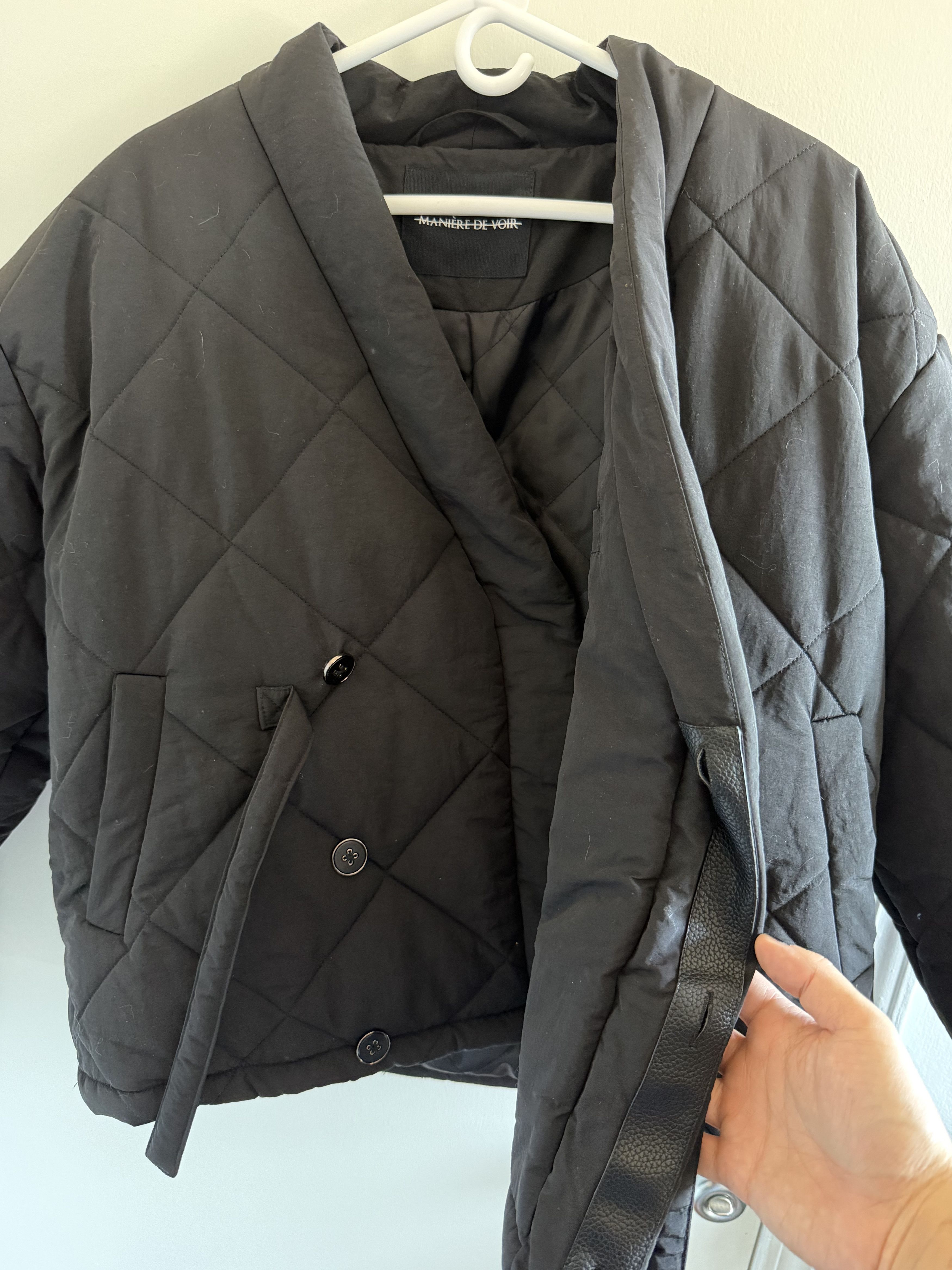 Maniere De Vior Emil Kimono Wrap Black Puffer Jacket Sz m Size US M / EU 48-50 / 2 - 3 Thumbnail