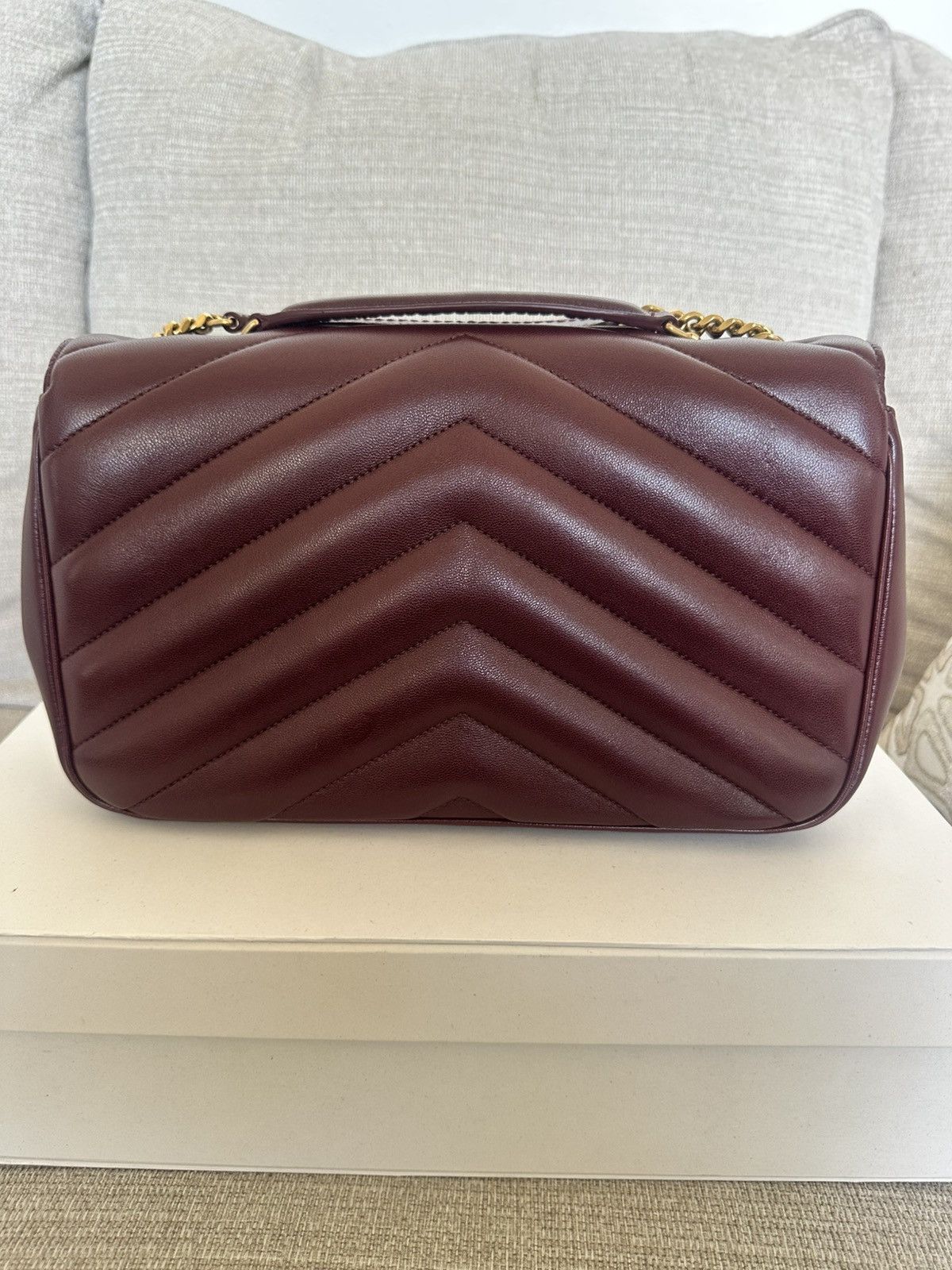 Saint Laurent Paris YSL LOULOU LARGE IN MATELASSÉ LAMBSKIN “ROUGE CABERNET” Size ONE SIZE - 5 Thumbnail