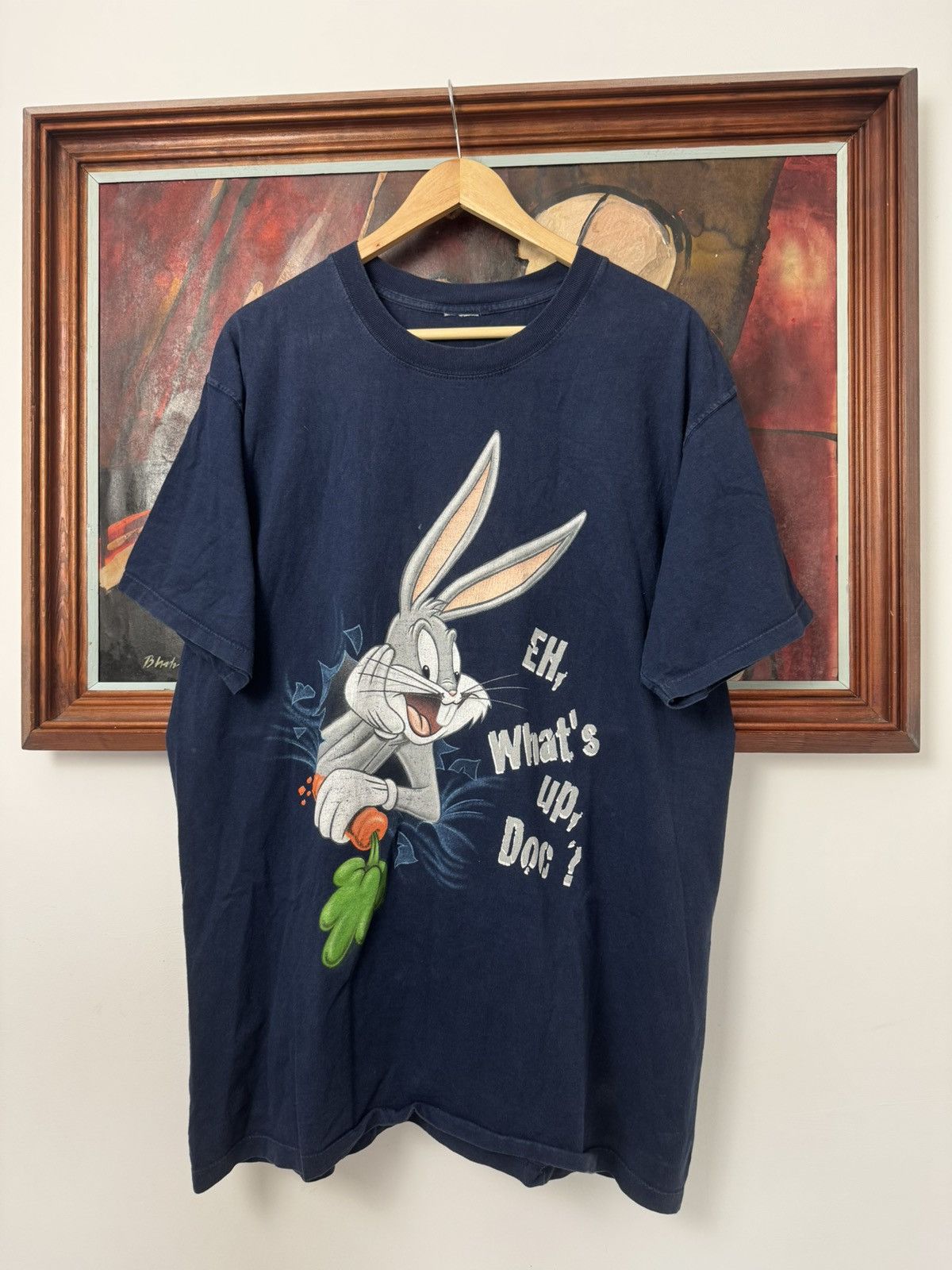 Vintage Vintage 90s Warner Bros Looney Tunes Bugs Bunny Cartoon Size US L / EU 52-54 / 3 - 1 Thumbnail