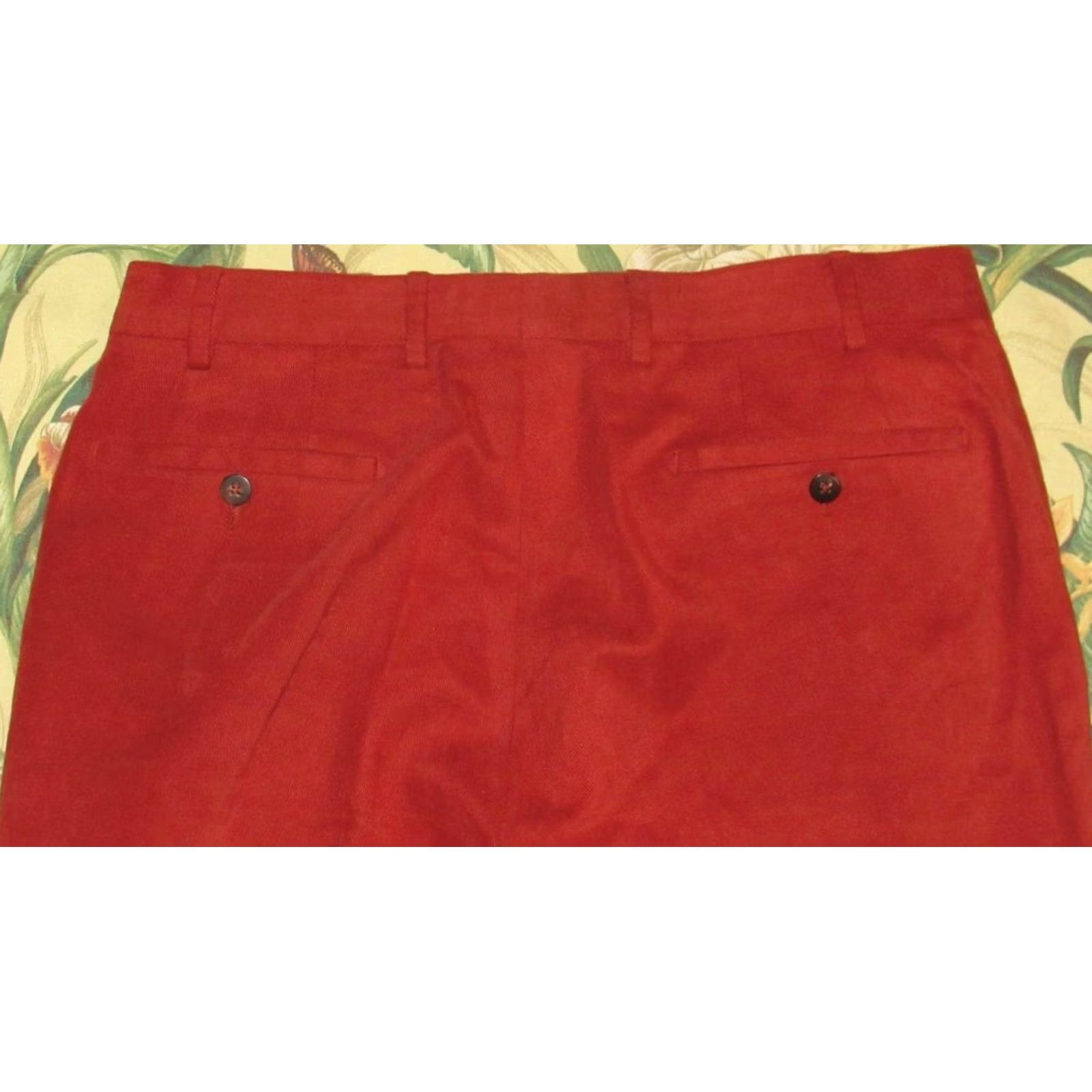 Peter Millar PETER MILLAR Red Flat Front Thin Wale Corduroy Pants 34 x 28 Mens Chino Pants Red 34 Inseam 28 Size US 34 / EU 50 - 4 Thumbnail