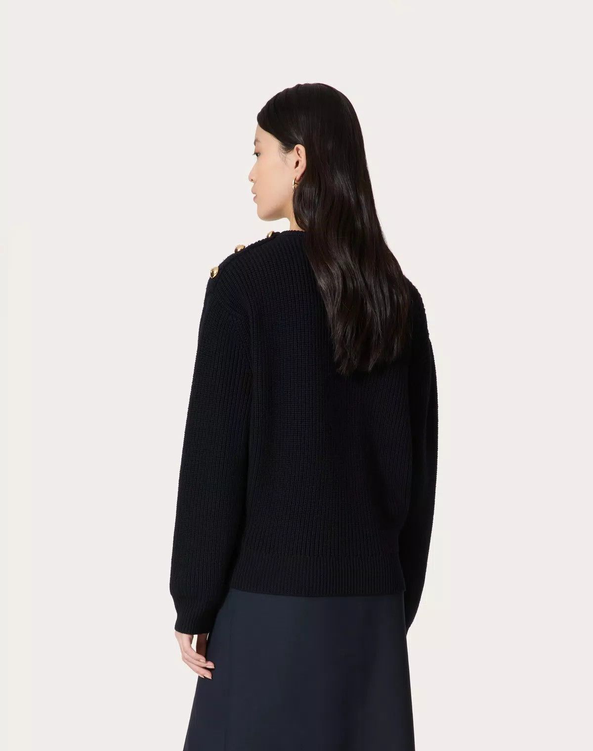 Valentino o1s1wg110426 Wool Jumper in Navy Size L / US 10 / IT 46 - 4 Thumbnail
