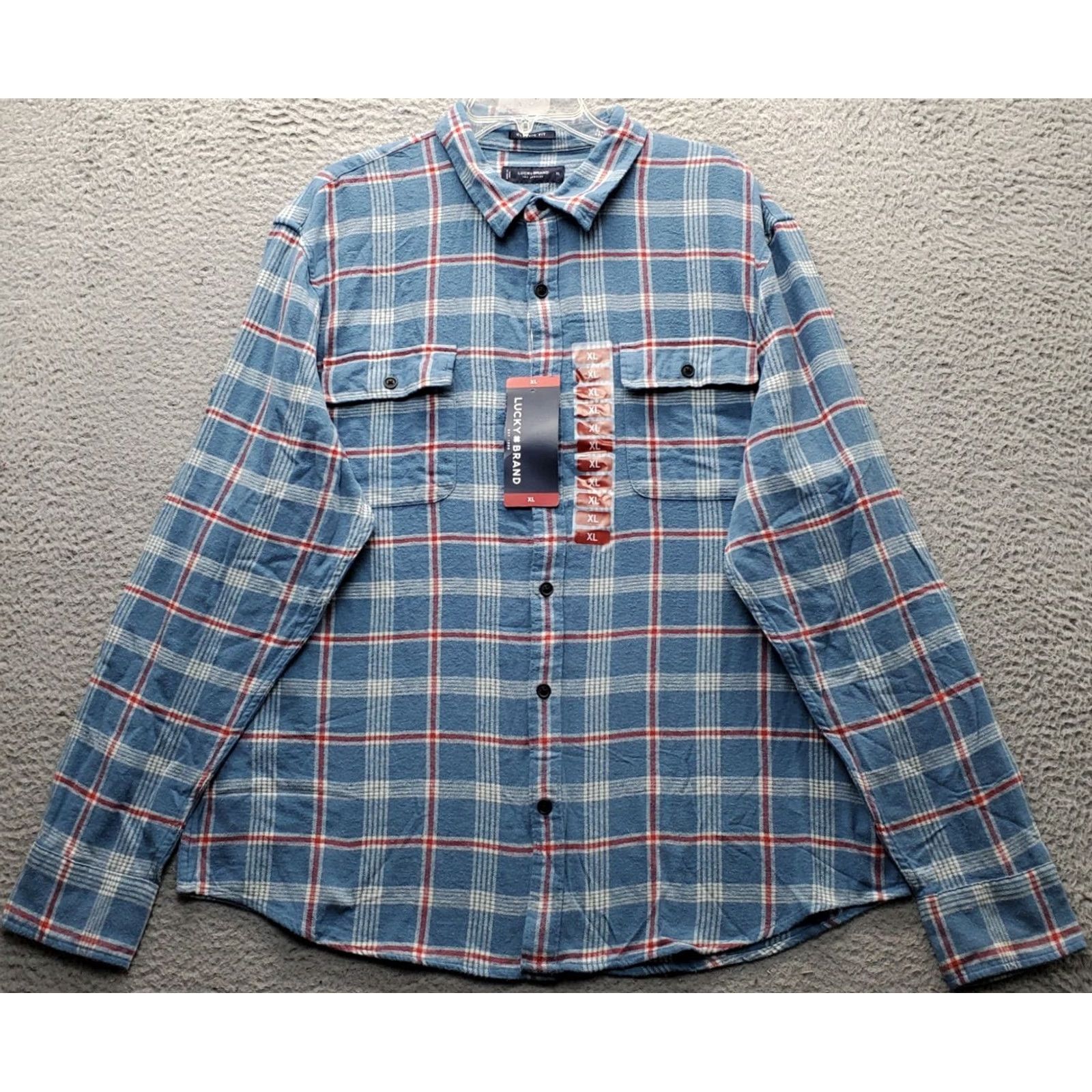 Lucky Brand Lucky Brand Mens XL Flannel Shirt Multi Plaid Classic Fit Pockets Chest Button-Up Shirt Size US XL / EU 56 / 4 - 2 Thumbnail