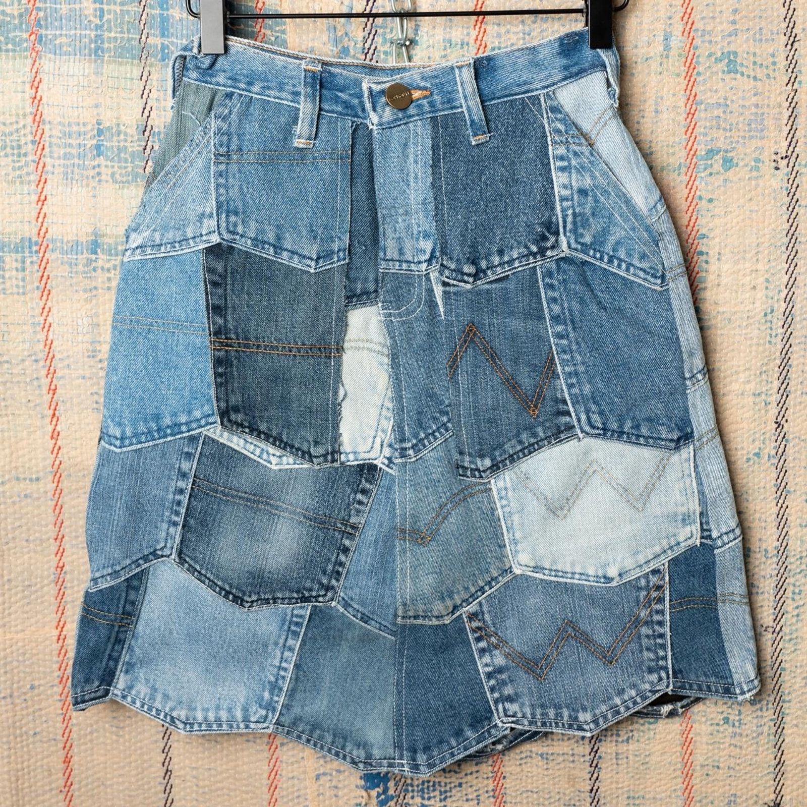 Other Custom upcycled patchwork skirt Size 26" / US 2 / IT 38 - 1 Thumbnail