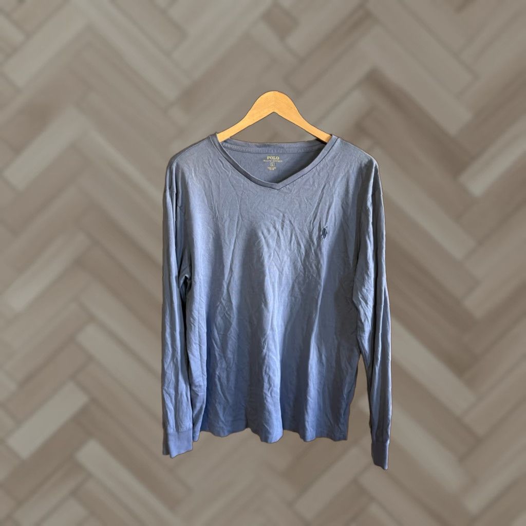 Polo Ralph Lauren Polo Ralph Lauren Mens Blue Long Sleeve V-Neck T-Shirt L Shirt Size US L / EU 52-54 / 3 - 1 Thumbnail