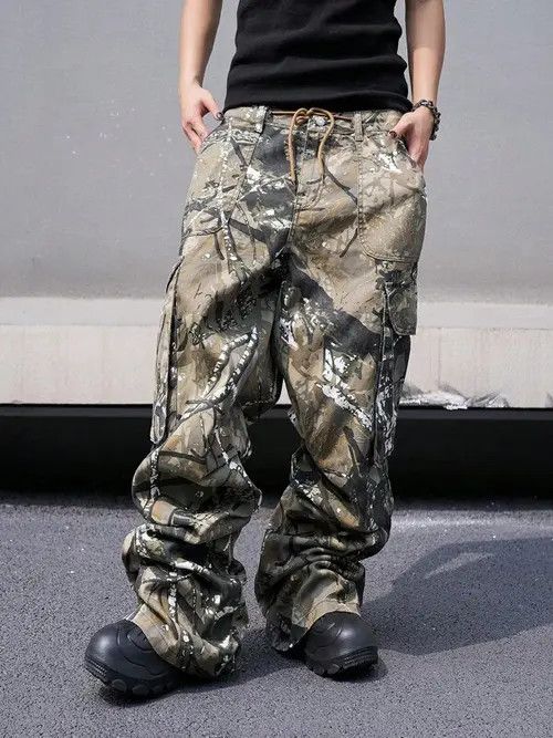 Japanese Brand Camo Baggy Cargo Workwear Size US 32 / EU 48 - 2 Thumbnail