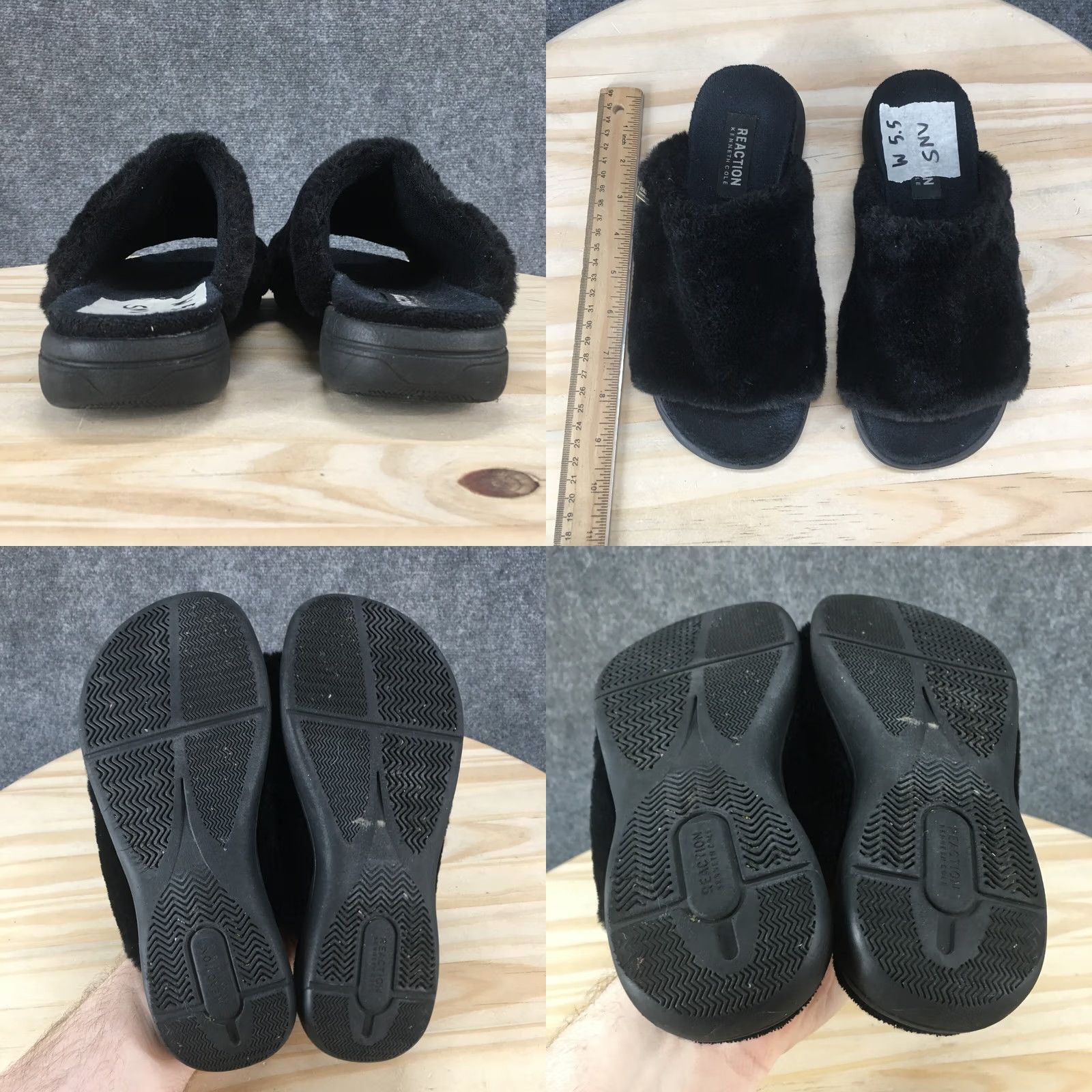 Kenneth Cole Kenneth Cole Reaction Sandals Womens 5.5 Slide Black Fur Slip On Open Toe Casual Size US 6 / IT 36 - 8 Thumbnail