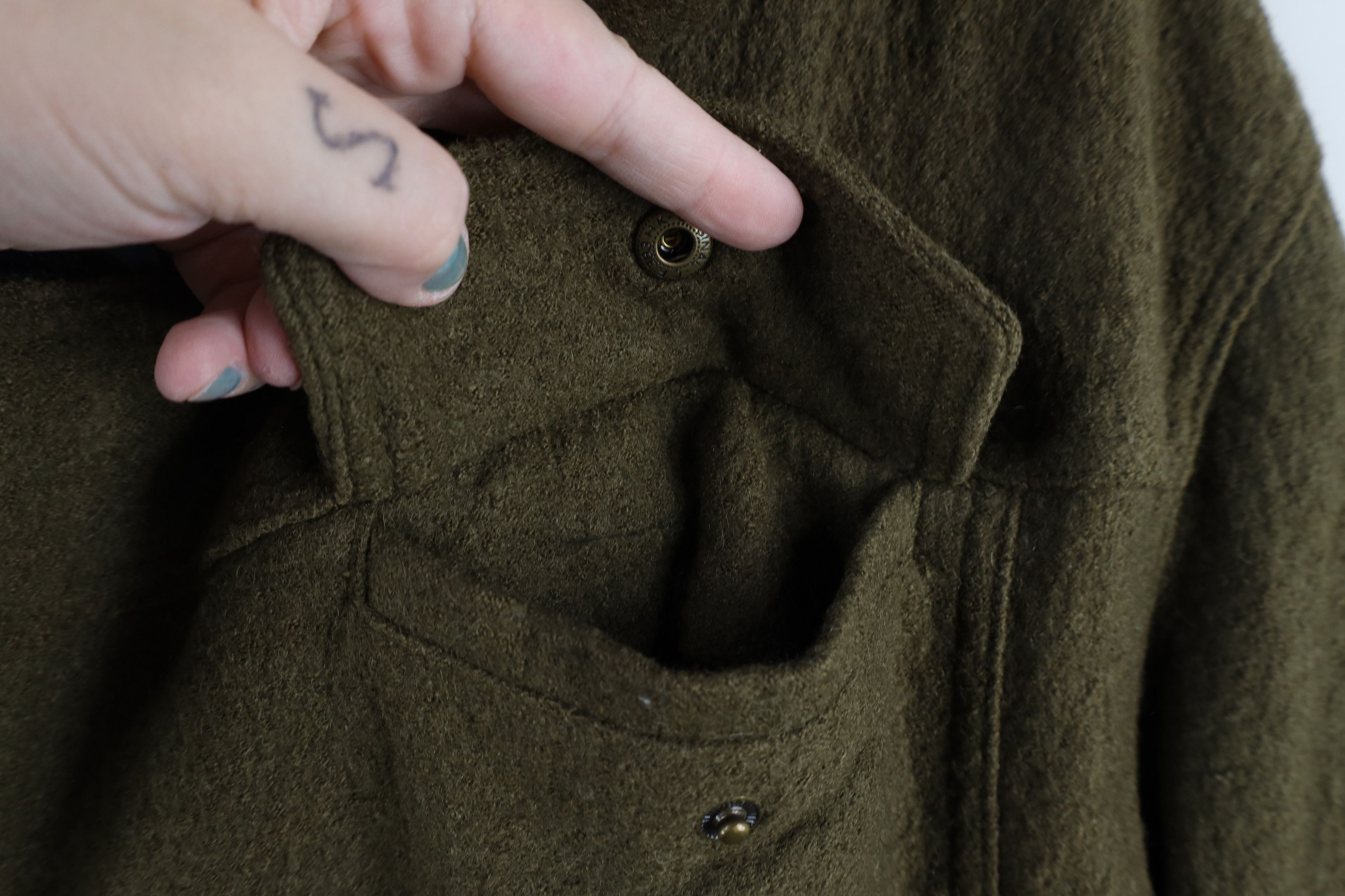 Free People × Vintage Free People Chic Asymmetrical Zip Wool Bomber Jacket Green Size M / US 6-8 / IT 42-44 - 5 Thumbnail
