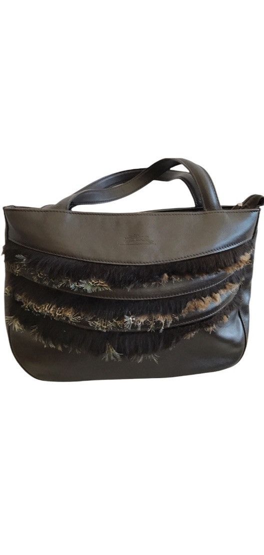 Longchamp Longchamp Shoulder Bag: Brown Leather with Feathers Detail Size ONE SIZE - 1 Thumbnail