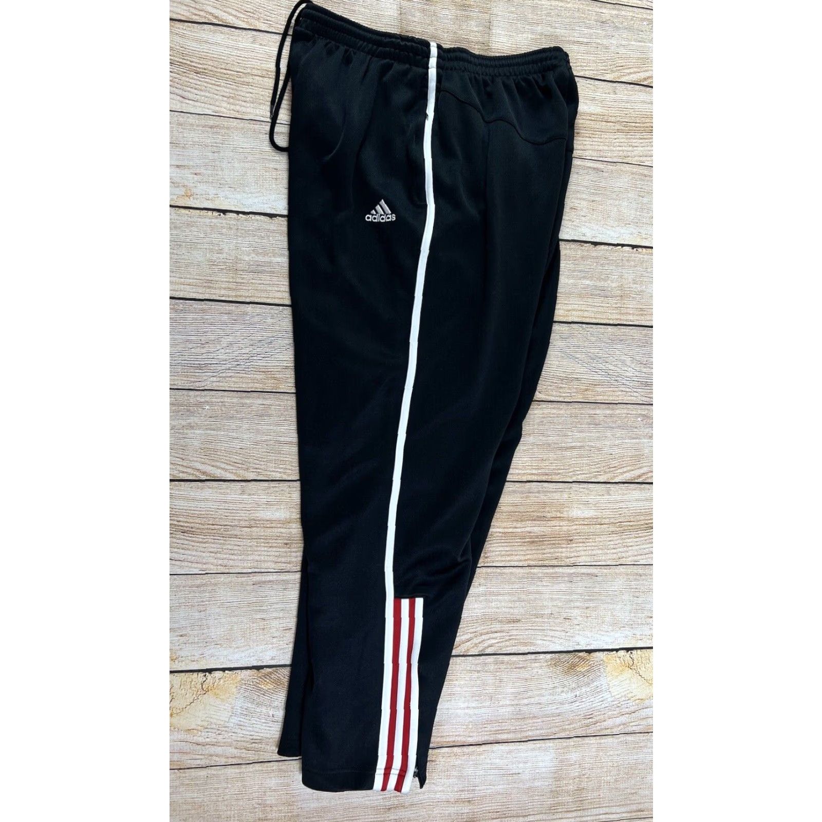Adidas VINTAGE Adidas Y2K Track Pants Men L Red Black White Ankle Zipper Sweatpants Gym & Training Size US 33 - 2 Thumbnail