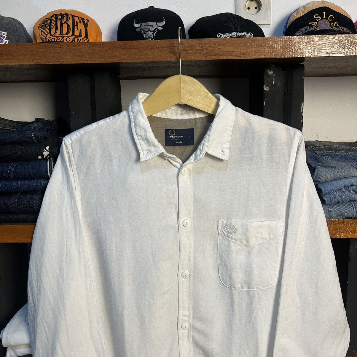 Fred Perry FRED PERRY WHITE ON WHITE BUTTON-UP SHIRT Size US L / EU 52-54 / 3 - 2 Thumbnail