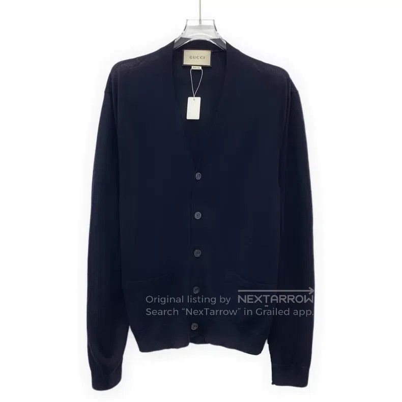 Gucci Gucci Dark blue wool V-neck single-breasted long-sleeved k Size L / US 10 / IT 46 - 1 Thumbnail