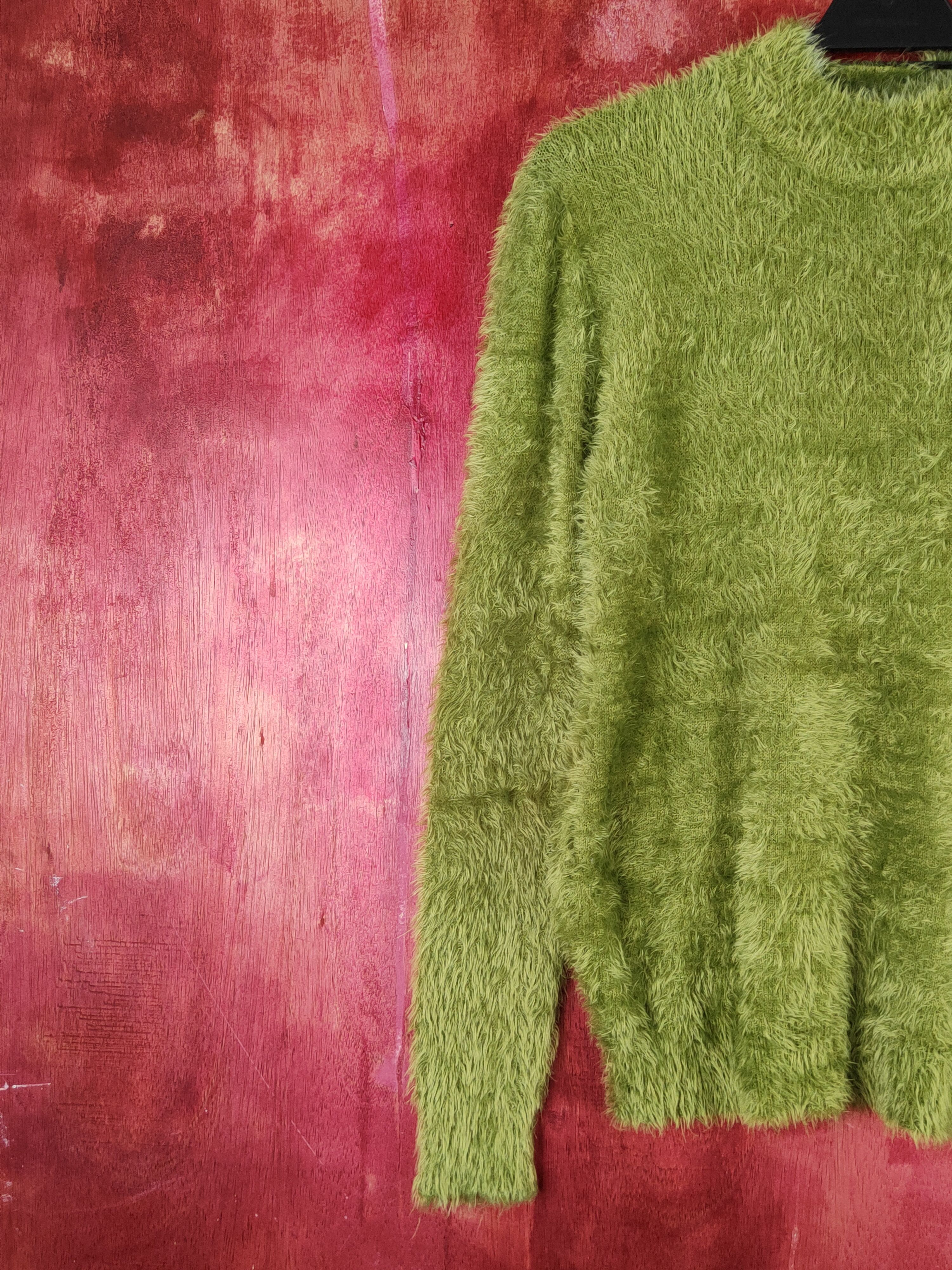 Homespun Knitwear Carina Green Shag Shaggy Fur Mohair Knitwear #S1688 Size S / US 4 / IT 40 - 3 Thumbnail