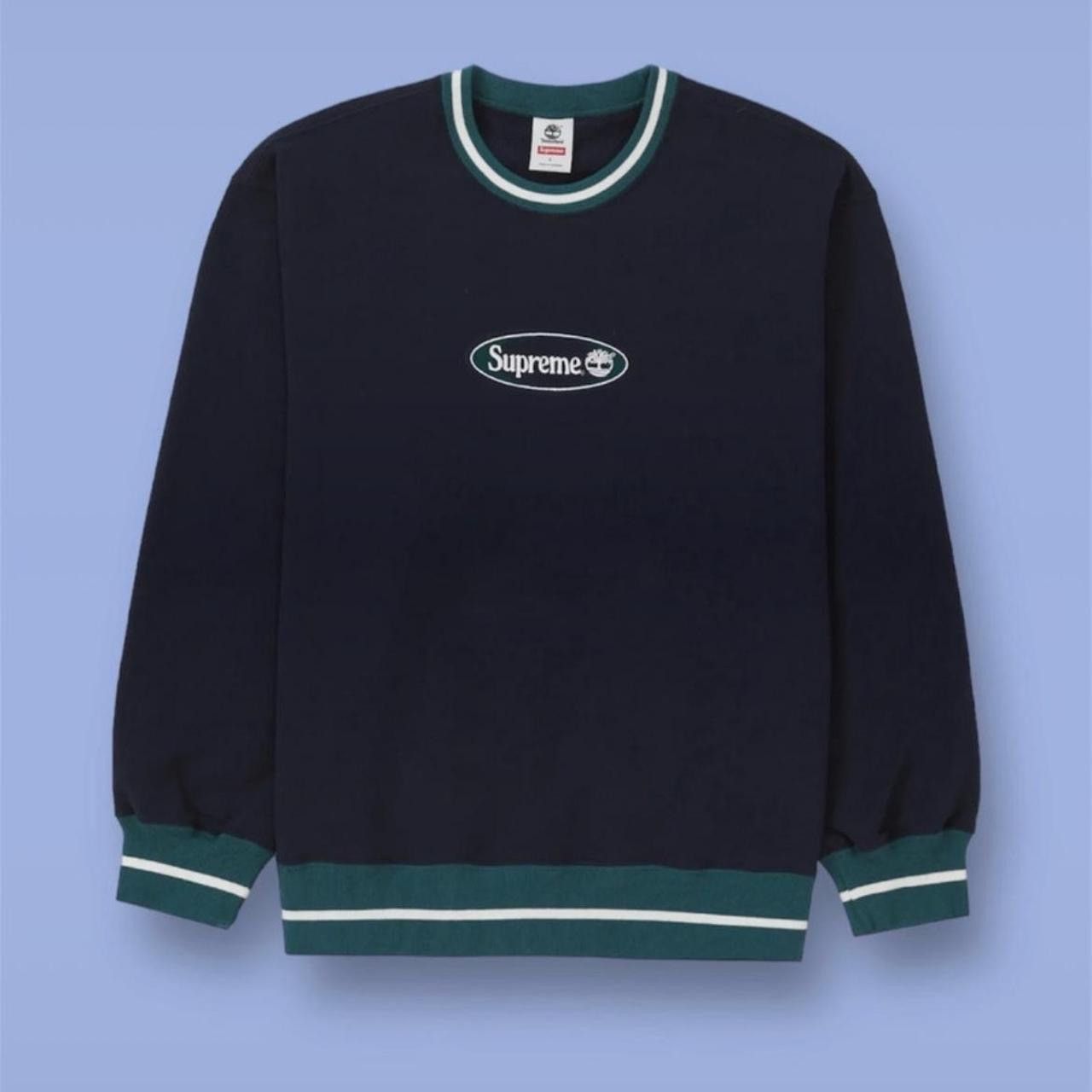 Image of Supreme Timberland Crewneck in Navy, Men's (Size Small)