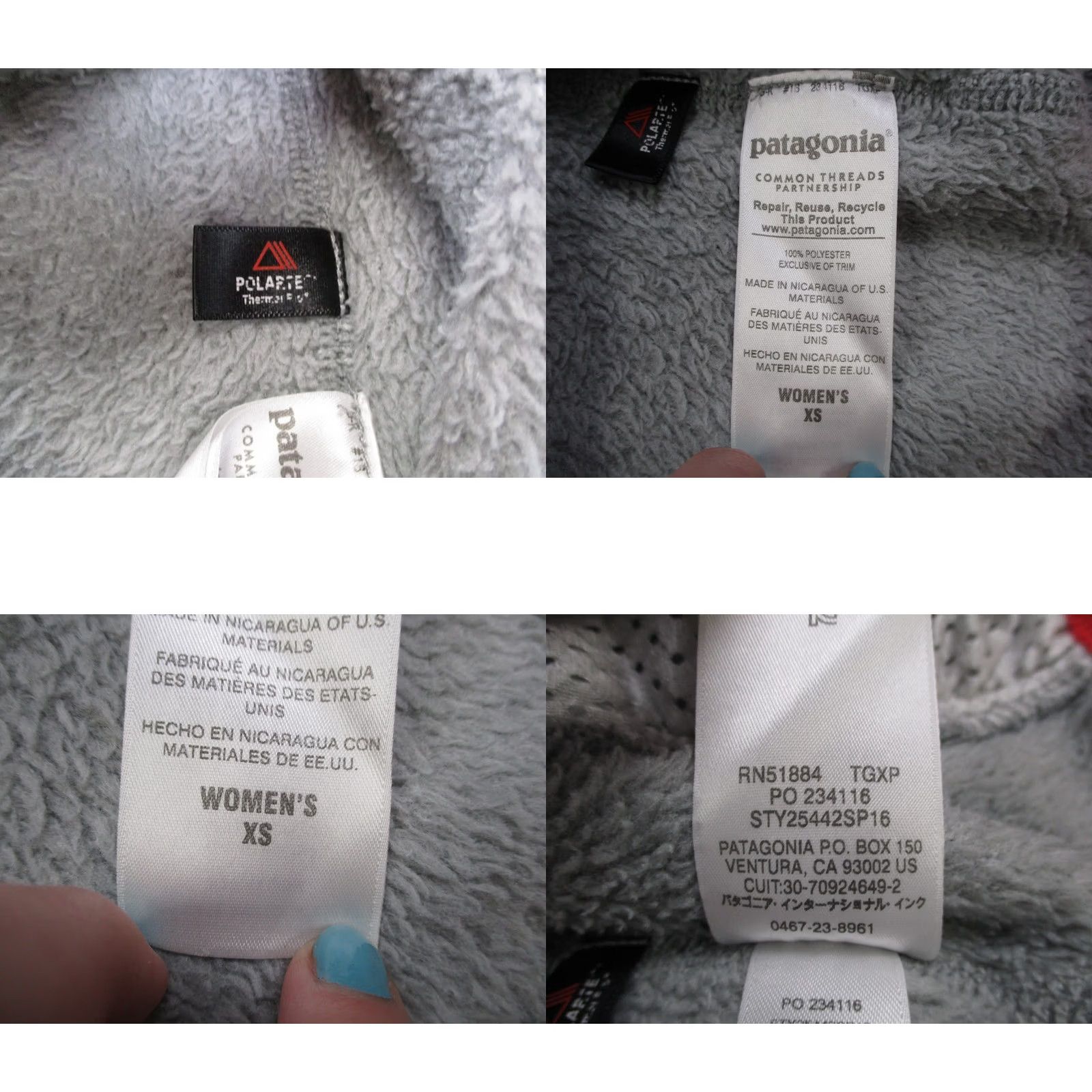 Patagonia Patagonia Jacket Womens XS Snap Polartec Outdoor Hiking Camping Pullover Windbreaker Logo Gray - 25442 Size XS / US 0-2 / IT 36-38 - 8 Thumbnail
