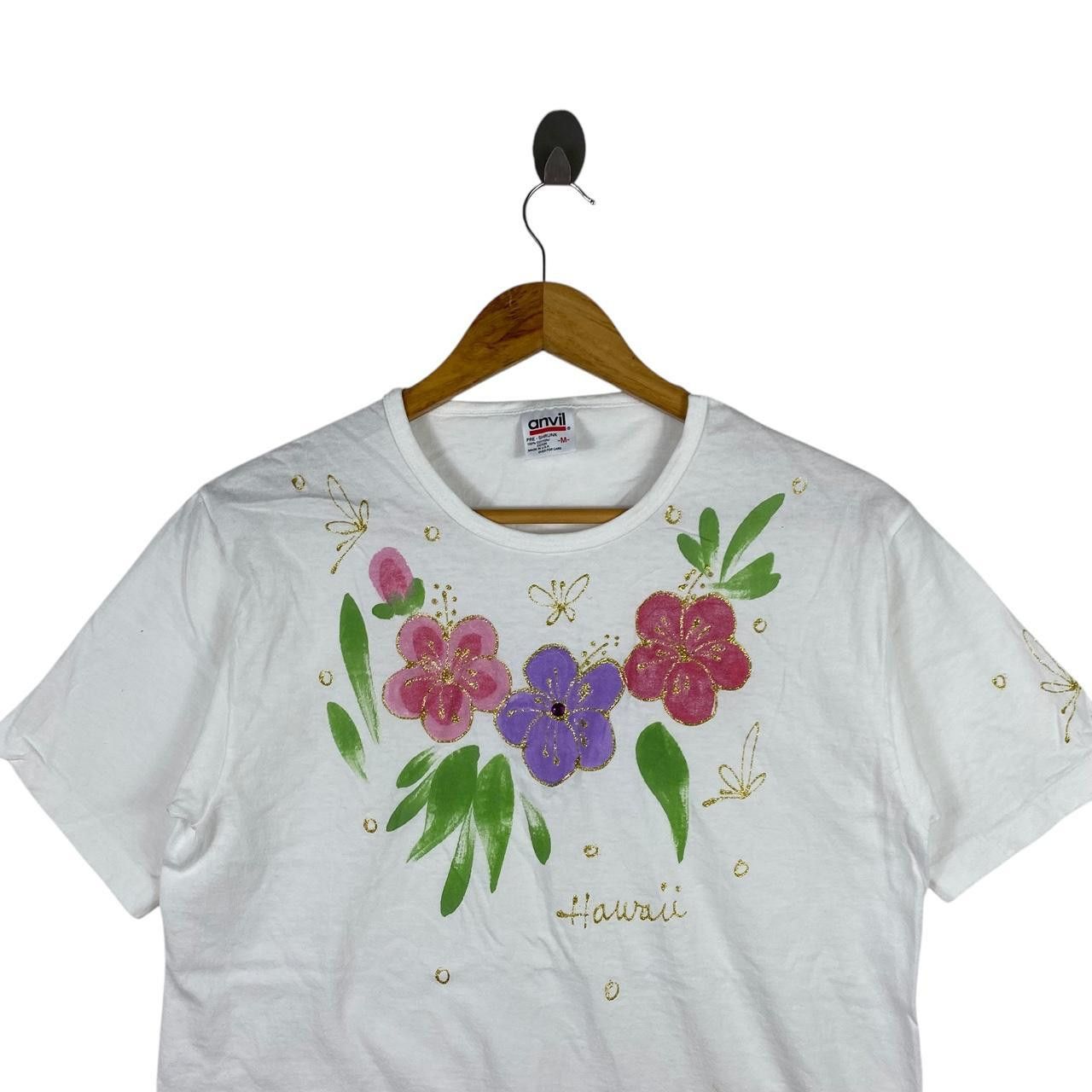 Vintage Vintage 90’ HAWAII FLORAL PAINTING Hand Print Tee Shirt Top Size M / US 6-8 / IT 42-44 - 2 Thumbnail