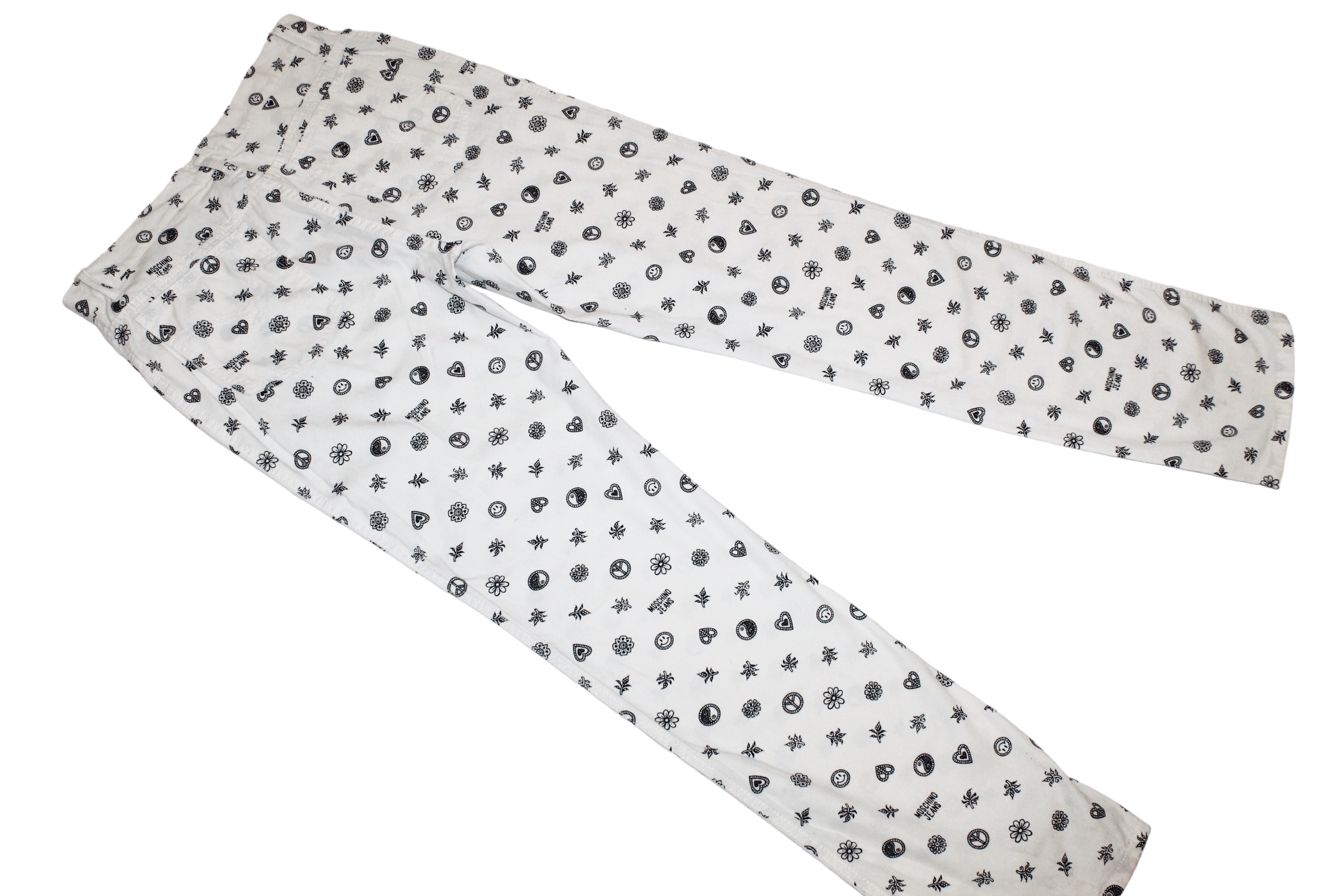 Moschino 1990s Rare Moschino Jeans Yin Yang Print Denim Pants Size US 31 - 11 Thumbnail