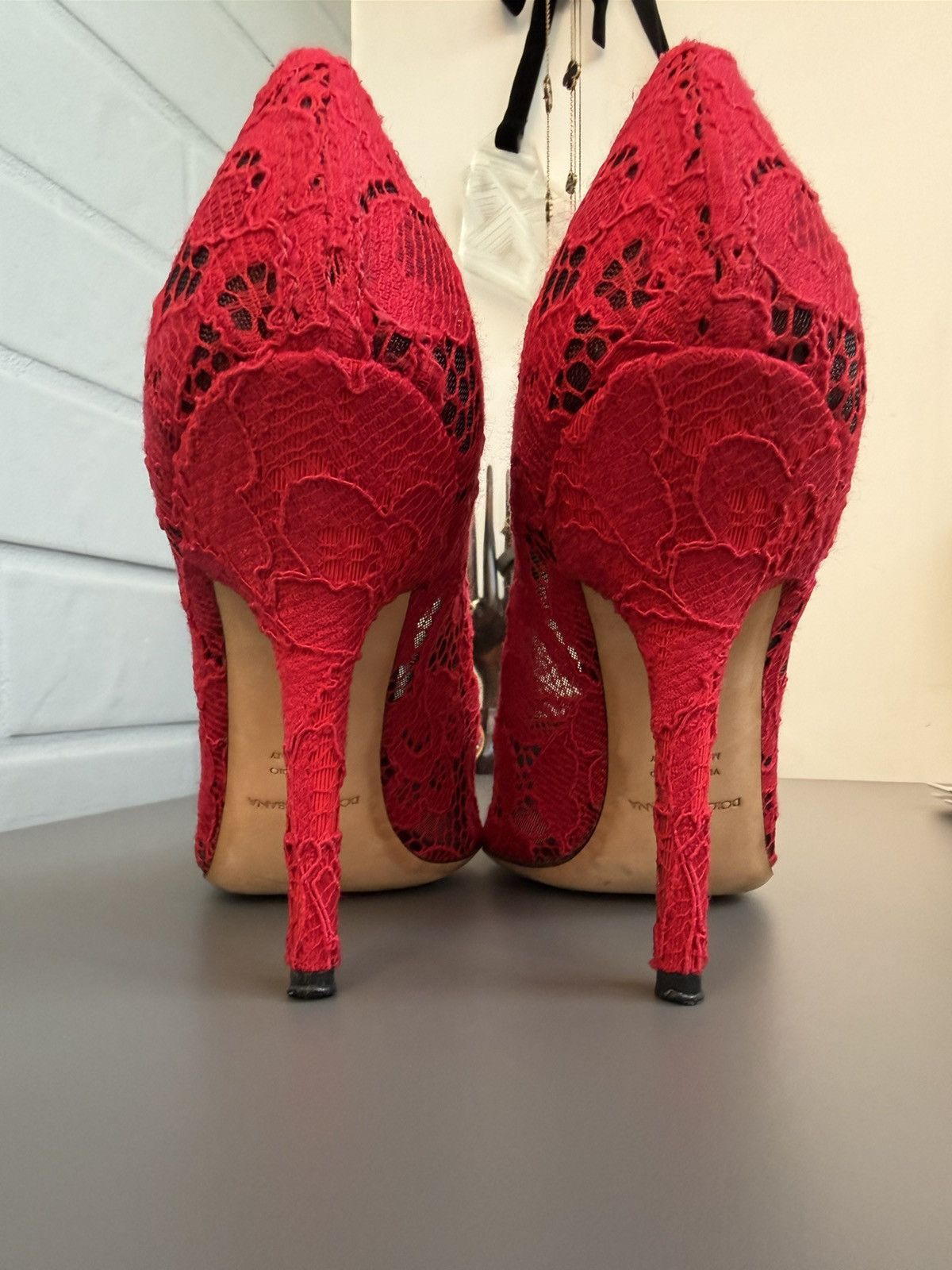 Dolce & Gabbana Lace high-heeled shoes Red Size 37 Size US 7 / IT 37 - 3 Thumbnail
