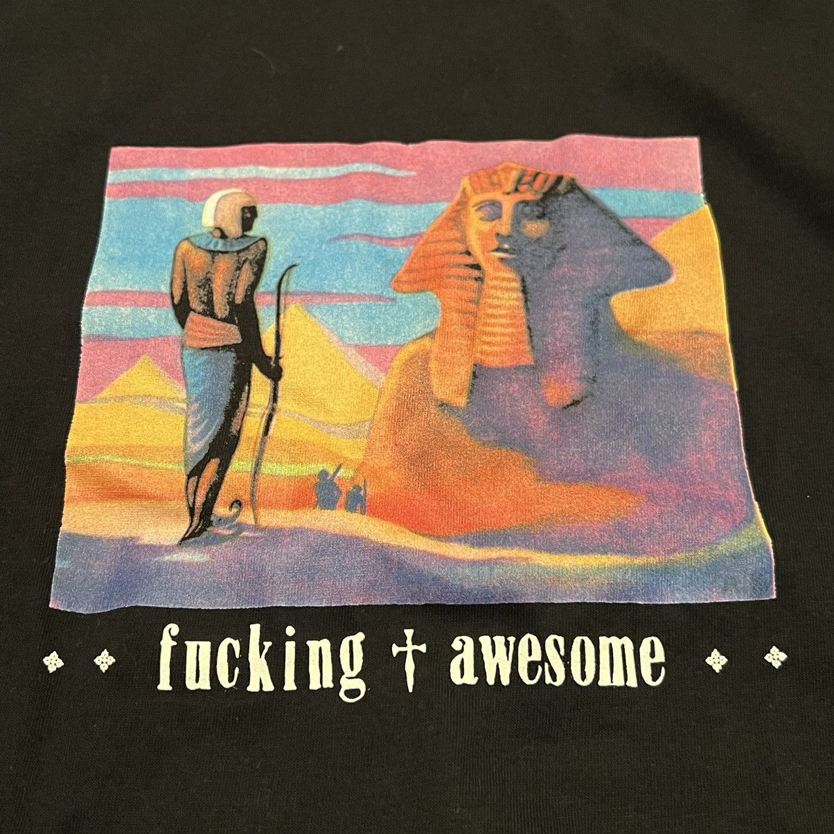 image of Fucking Awesome Egyptian Long Sleeve Sphinx Pharoah Tee in Black, Men's (Size Large)