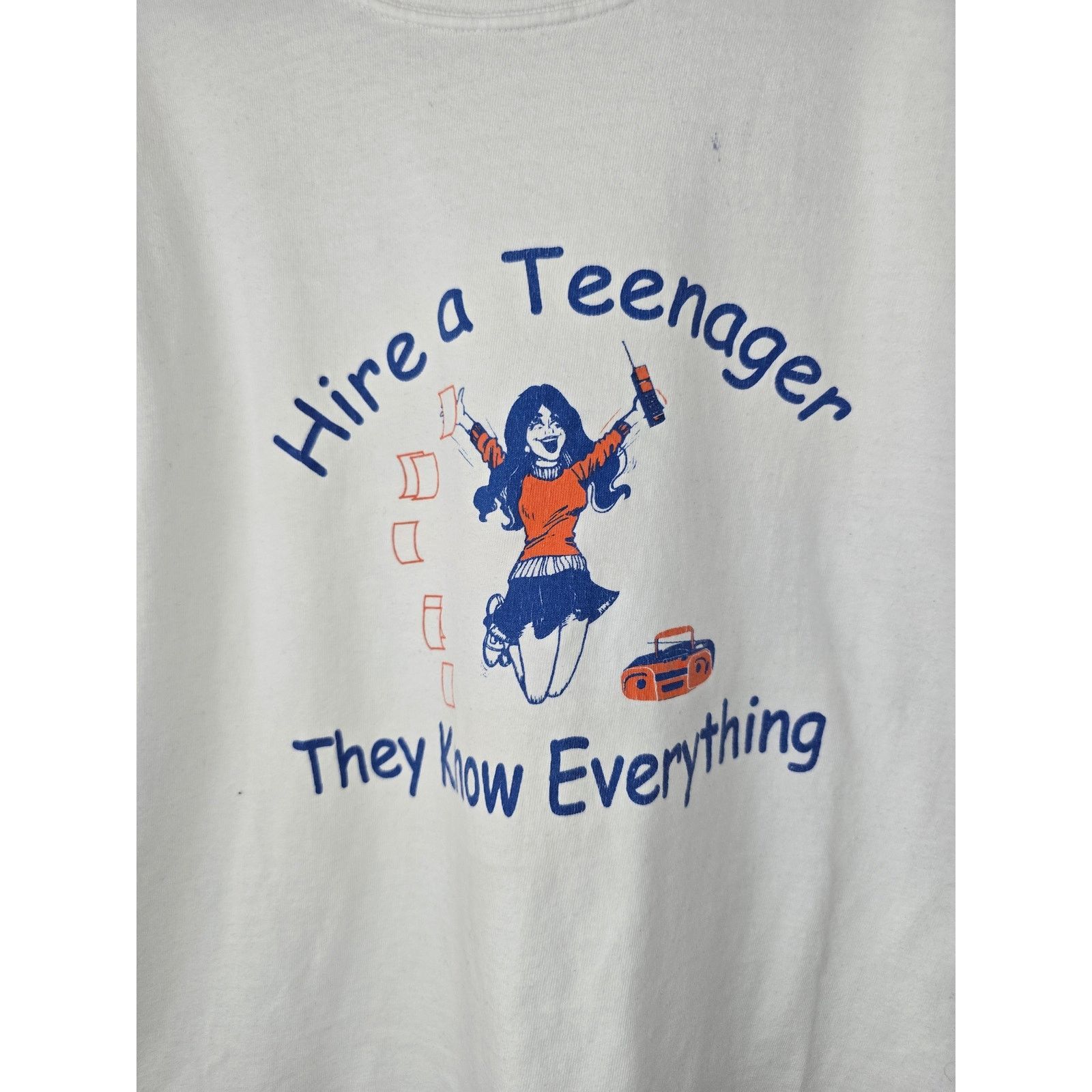 Hanes Vintage Funny Hire A Teenage They Know Everything L Tee Size US L / EU 52-54 / 3 - 2 Thumbnail