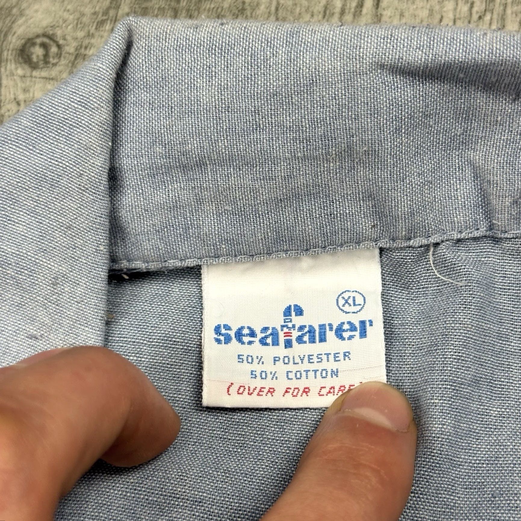 Vintage VINTAGE US Navy Seafarer Shirt Men’s Large Blue Short Sleeve Chambray 70s Military Landgirl Size US L / EU 52-54 / 3 - 6 Thumbnail