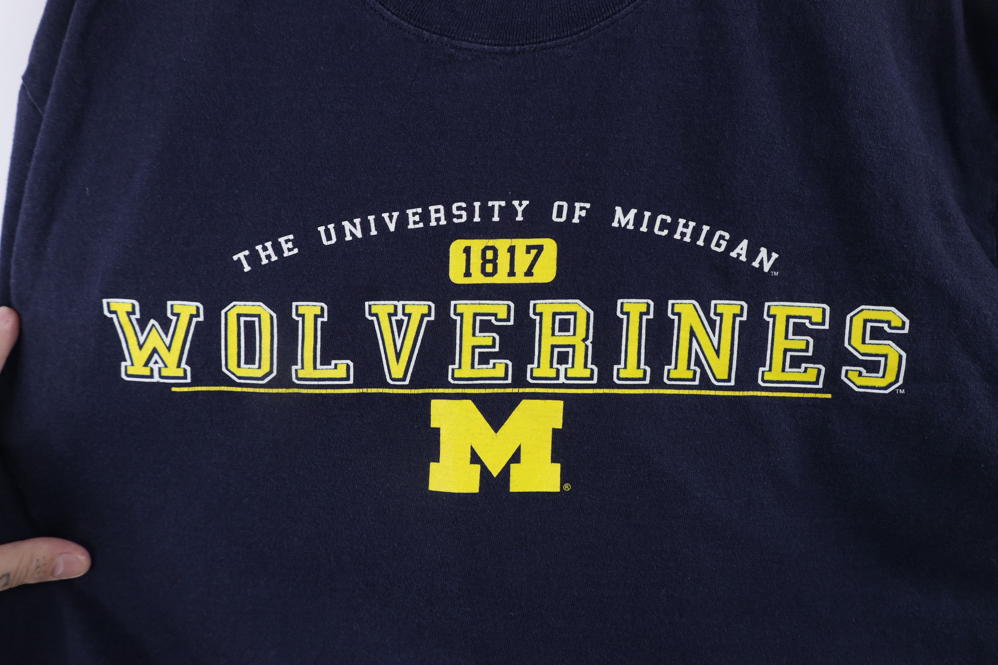 Vintage Vintage 90s Spell Out University of Michigan T-Shirt Blue Size US M / EU 48-50 / 2 - 4 Thumbnail