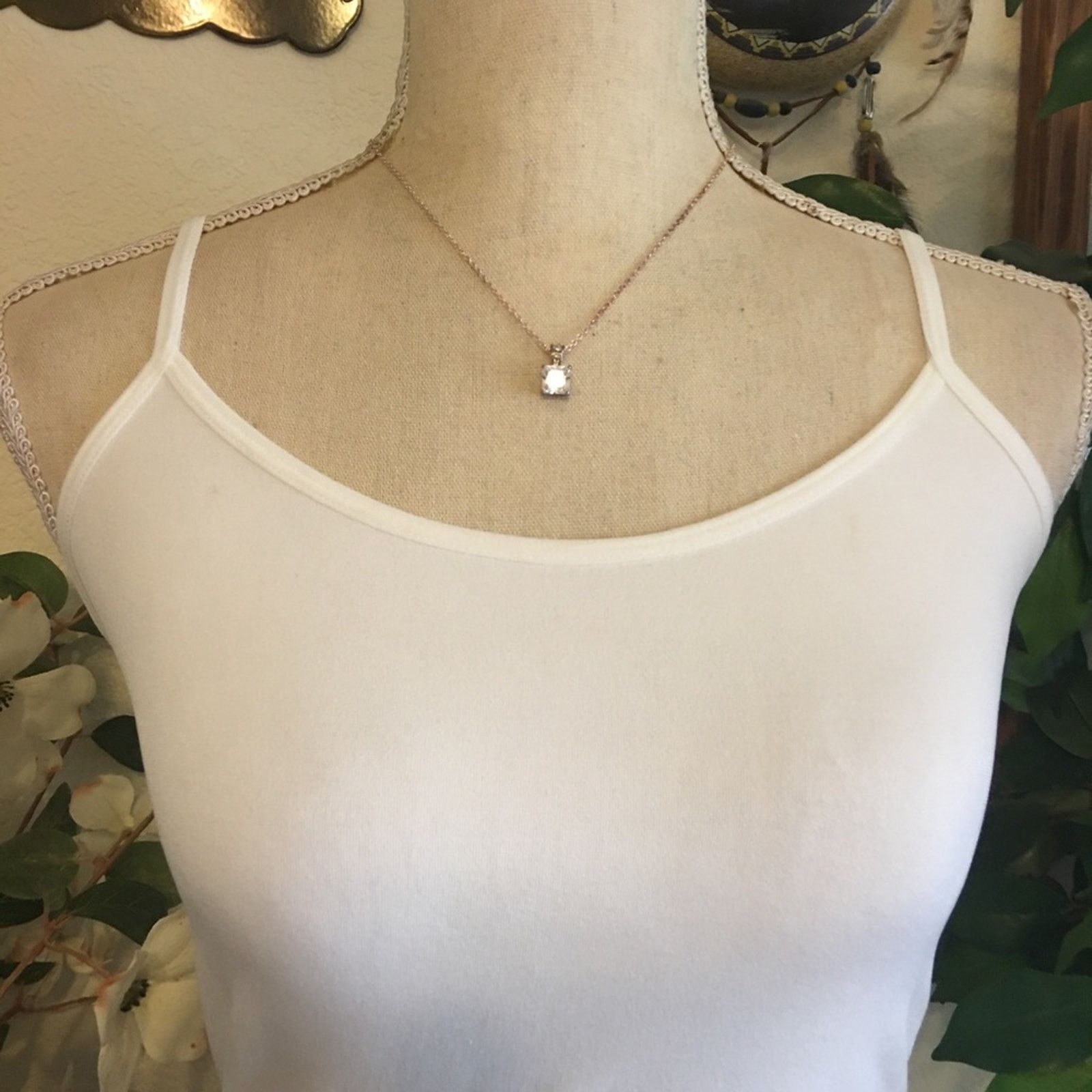 Vintage Vintage square cut cubic zirconia pendant on chain Size ONE SIZE - 3 Thumbnail
