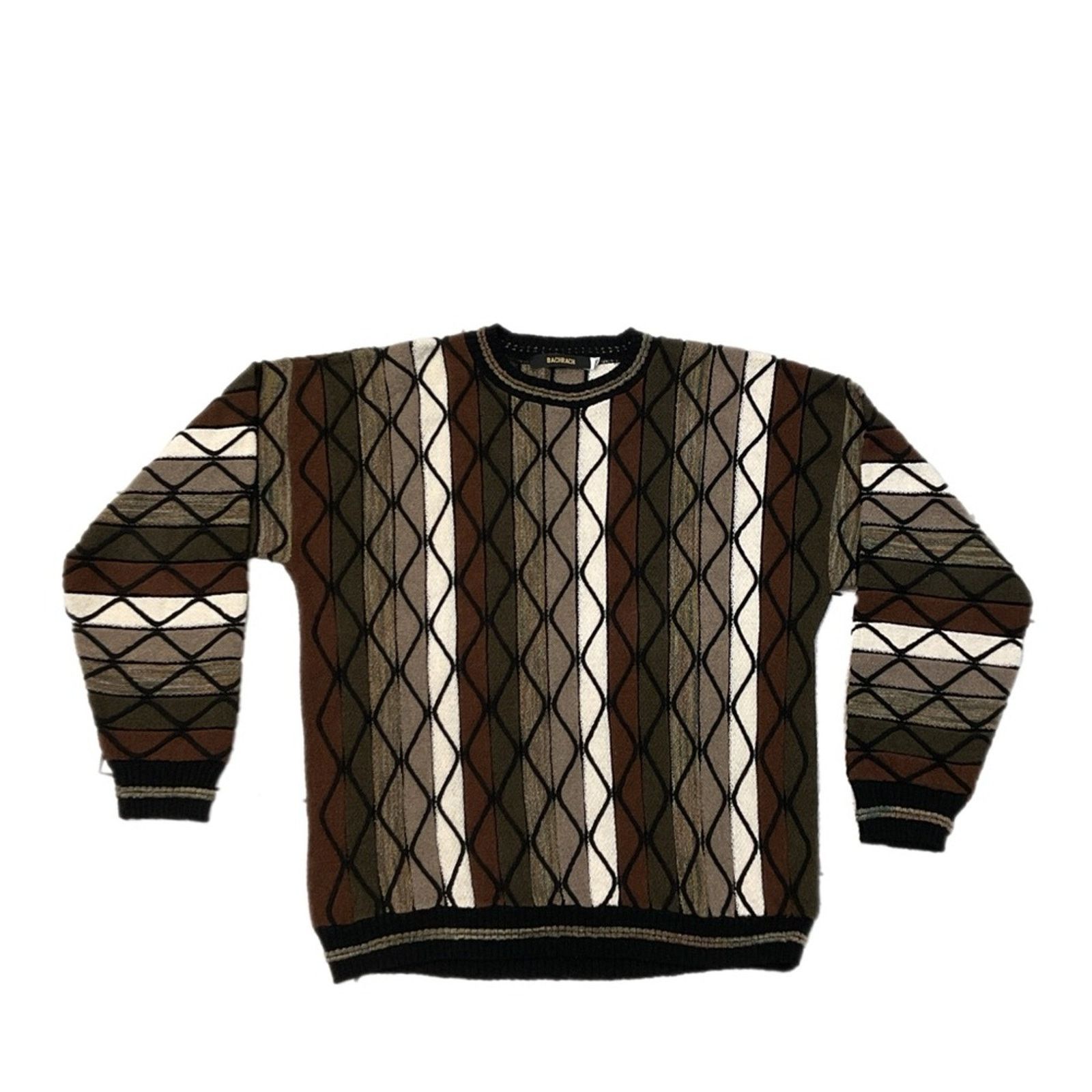 Bachrach Vintage 90s Bachrach 3D Coogi Style Brown Sweater Size US XXL / EU 58 / 5 - 1 Thumbnail
