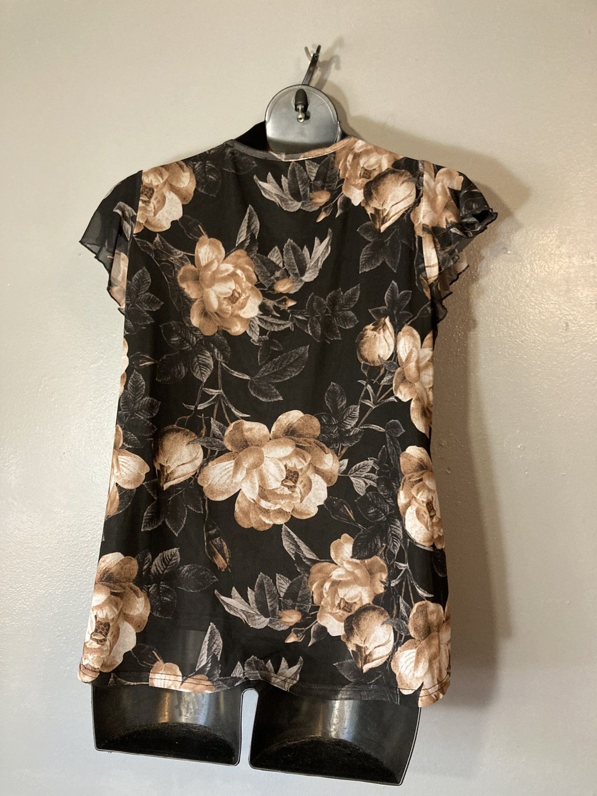 Other Furnex black and tan floral mesh pleated blouse Size XXL / US 16-18 / IT 52-54 - 7 Thumbnail