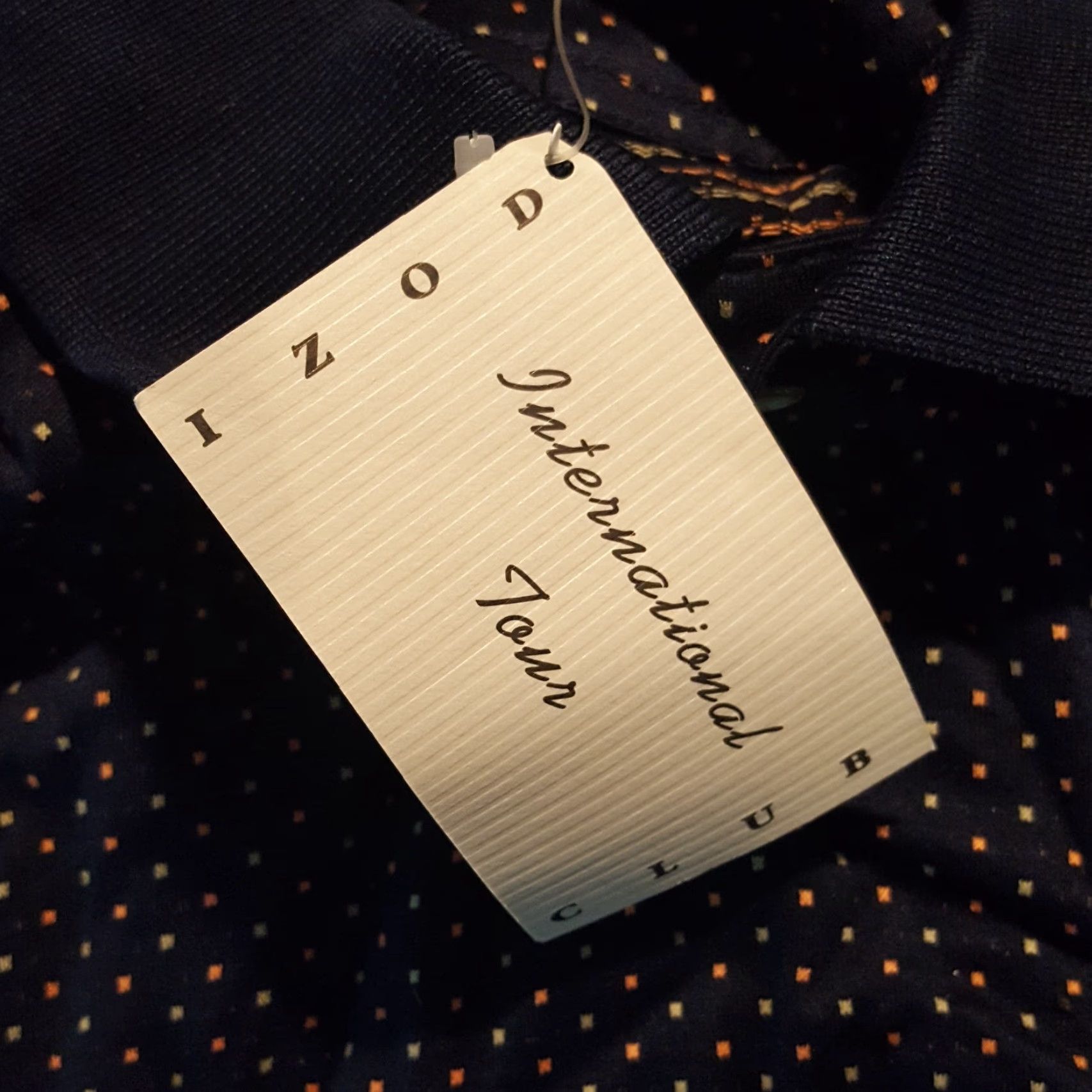 Izod VINTAGE IZOD Polo Shirt Polka Dot Navy Blue Mercerized Cotton Size M Short Sleeve Collared Shirt Men 90s Preppy Beach Workwear Golf Casual Punk Rock Size US M / EU 48-50 / 2 - 7 Thumbnail
