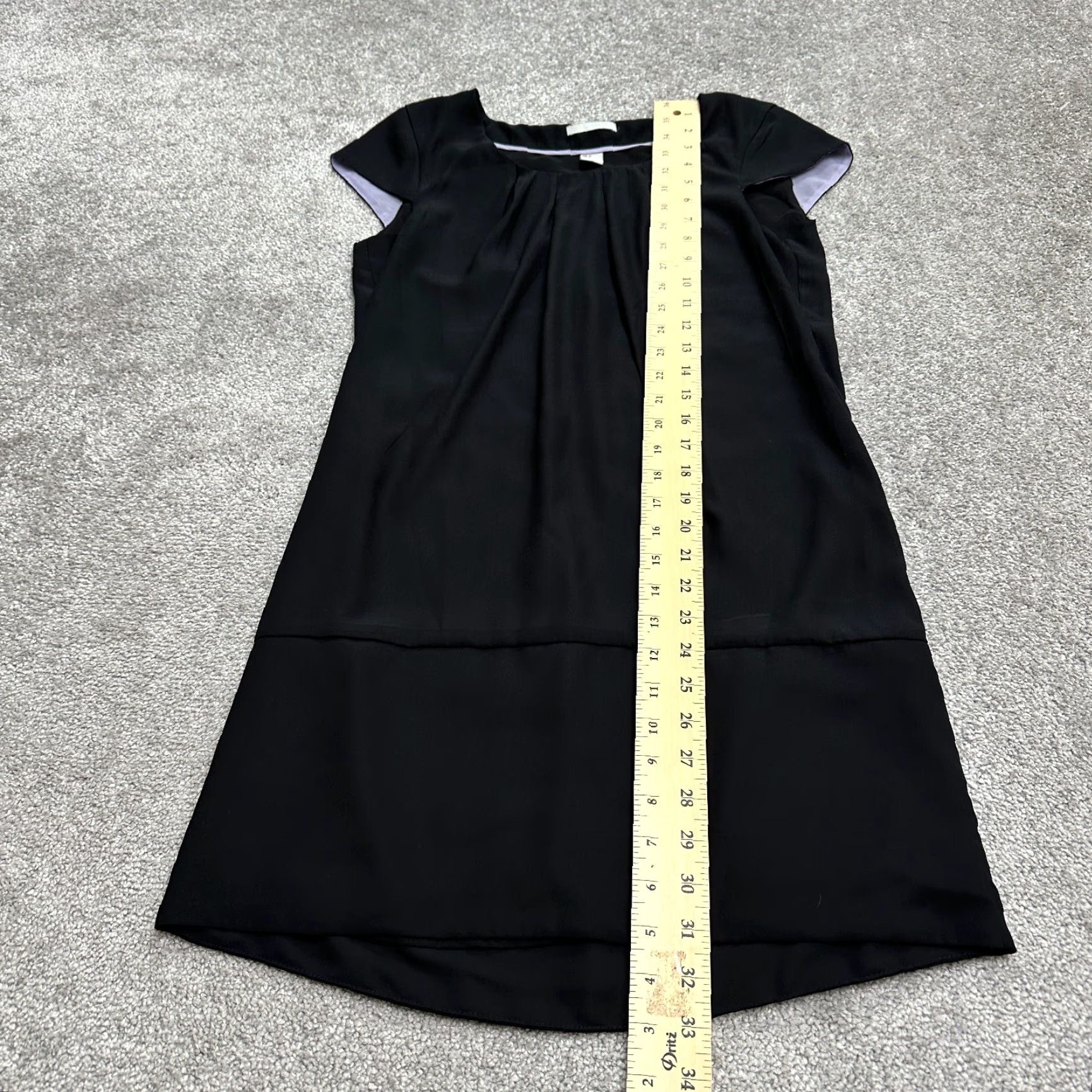 H&M H&M Shift Dress Knee Length Womens 6 Black Cap Sleeve Pleated Round Neck Work Size M / US 6-8 / IT 42-44 - 7 Thumbnail