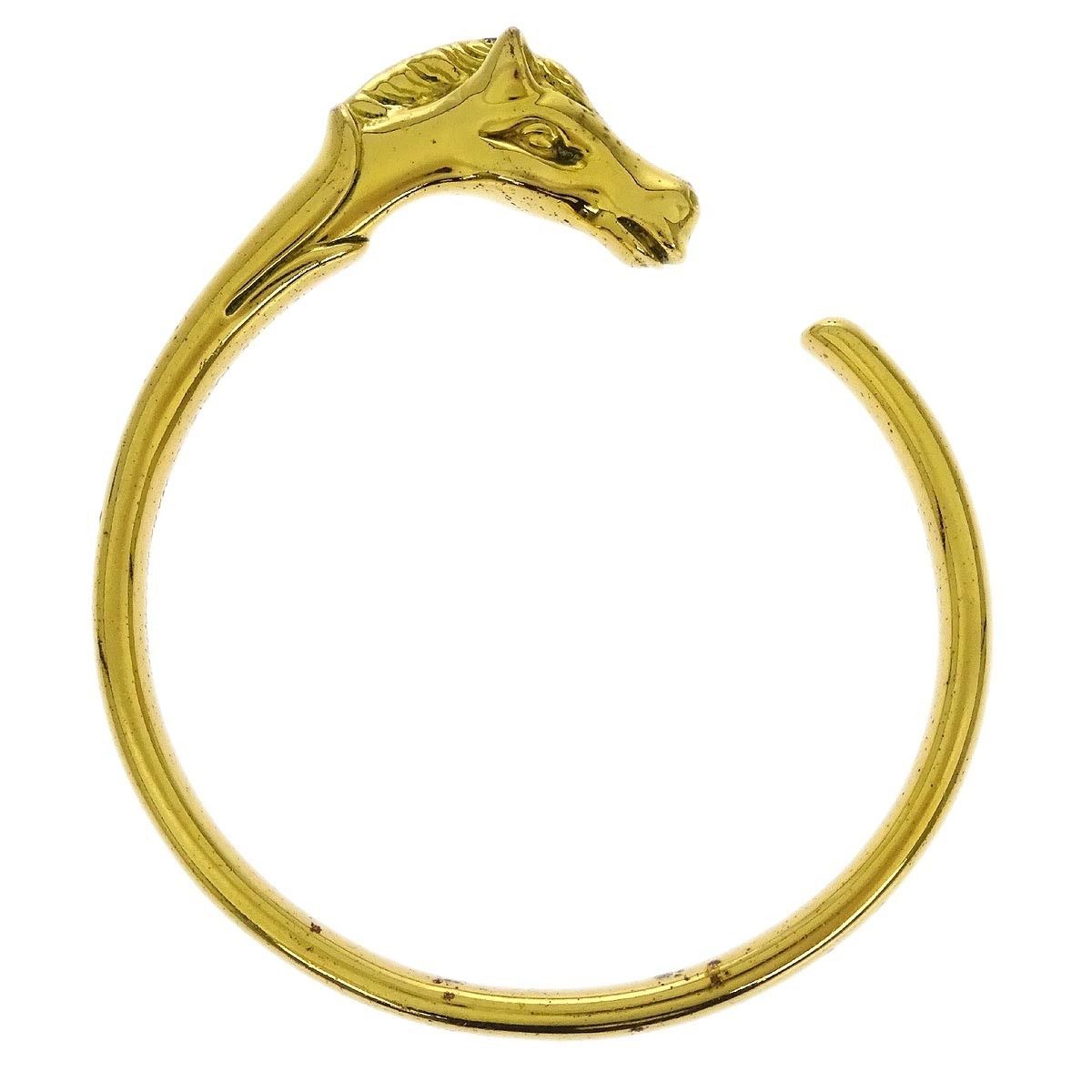Hermes Hermes Horse Head Bangle Gold Plated Metal Size ONE SIZE - 1 Thumbnail