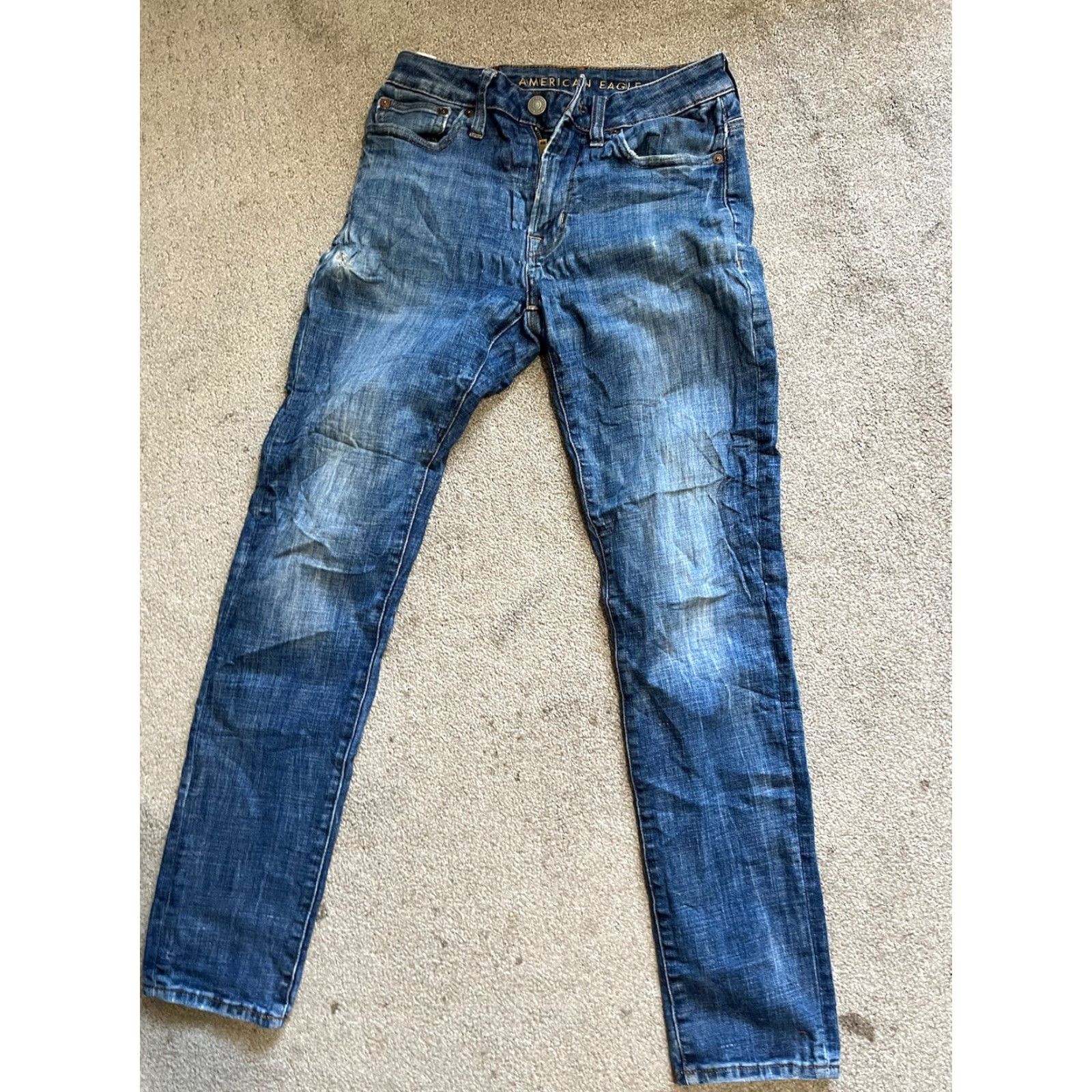 American Eagle Outfitters American Eagle Outfitters Jeans Mens Slim 38 Blue Distressed Denim 5-Pocket Straight Inseam 32 Cotton Blend Elastodiene Polyester Blend Shirt? Size US 38 / EU 54 - 3 Thumbnail