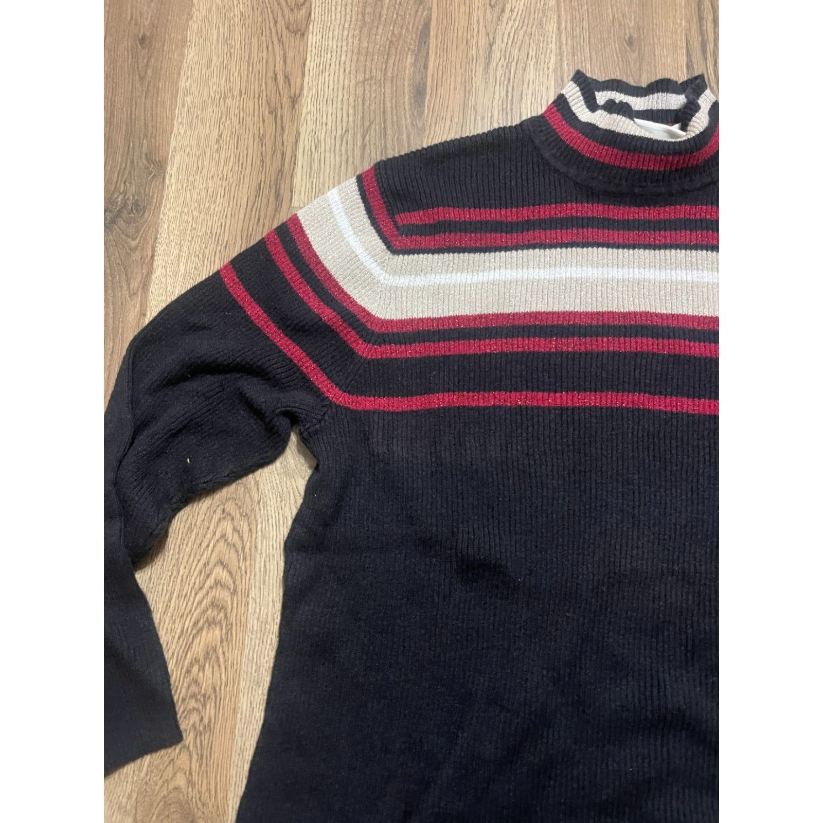 Vintage C.J. Banks Sweater Women's 2X Pullover Turtleneck Red Black White Knit Long Sleeve Casual Fall Spring Summer Vintage: No Size XXL / US 16-18 / IT 52-54 - 3 Thumbnail