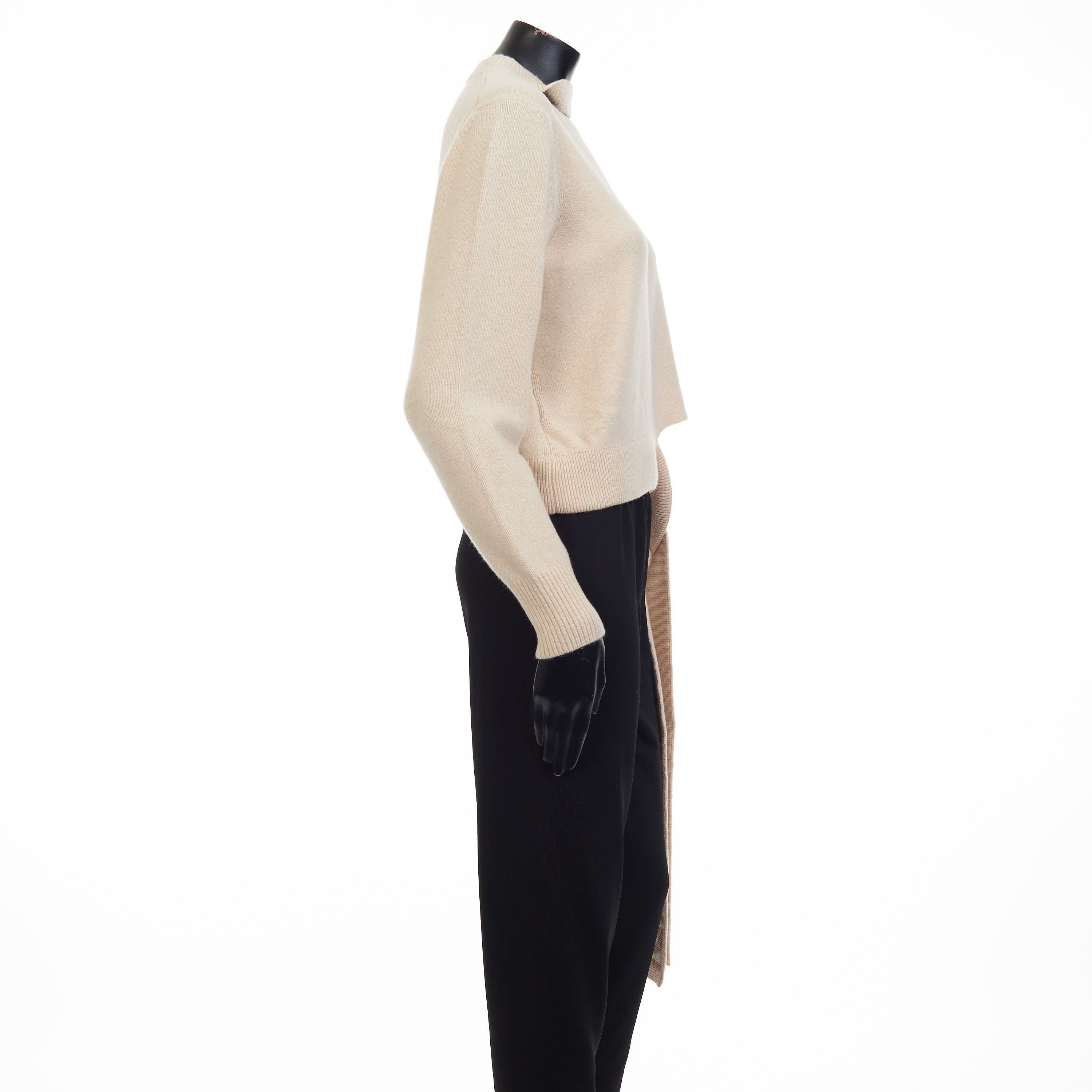 Fendi Beige Cashmere & Wool Sweater - Fendi Mirror Logo Motif Size M / US 6-8 / IT 42-44 - 7 Thumbnail