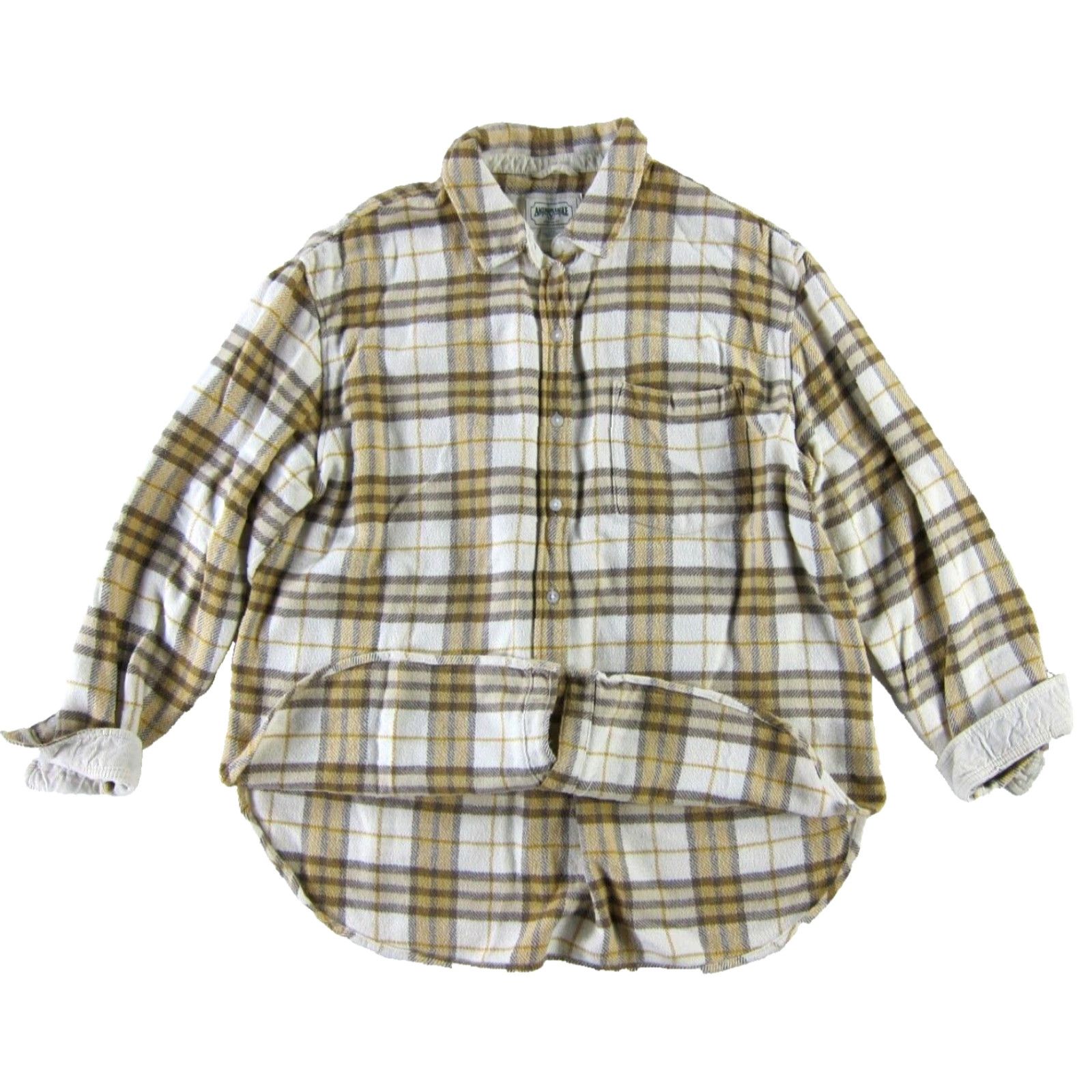 American Eagle Outfitters American Eagle Outfitters Plaid Button Up Flannel Shirt Women L Yellow Brown Ivory 90s Pattern Vintage Size L / US 10 / IT 46 - 5 Thumbnail