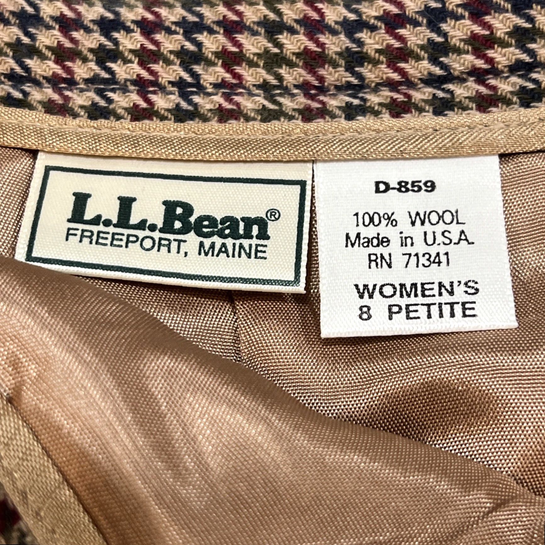 Vintage VINTAGE LL Bean Wool Skirt 8P Petite Houndstooth Brown Midi Pleated Lined 1980s Size 30" / US 8 / IT 44 - 7 Thumbnail