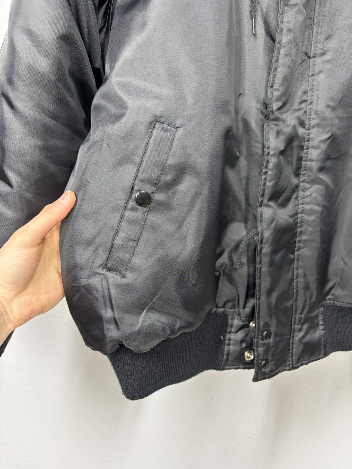 If Six Was Nine Vintage Rick Owens Vibe Black Bomber Jacket Faux Fur Collar Size US L / EU 52-54 / 3 - 15 Thumbnail